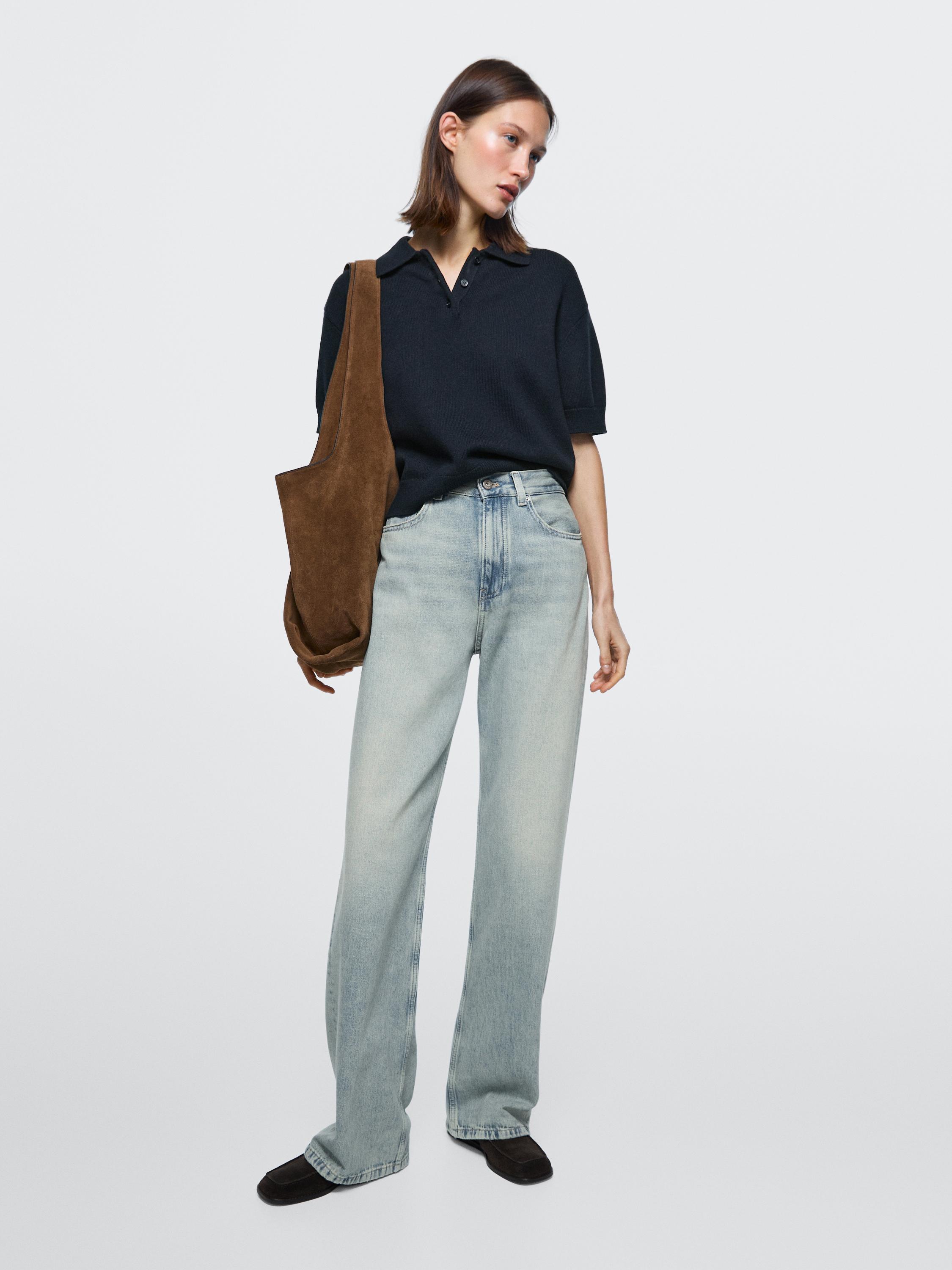 High-waist wide-leg jeans — BLUE