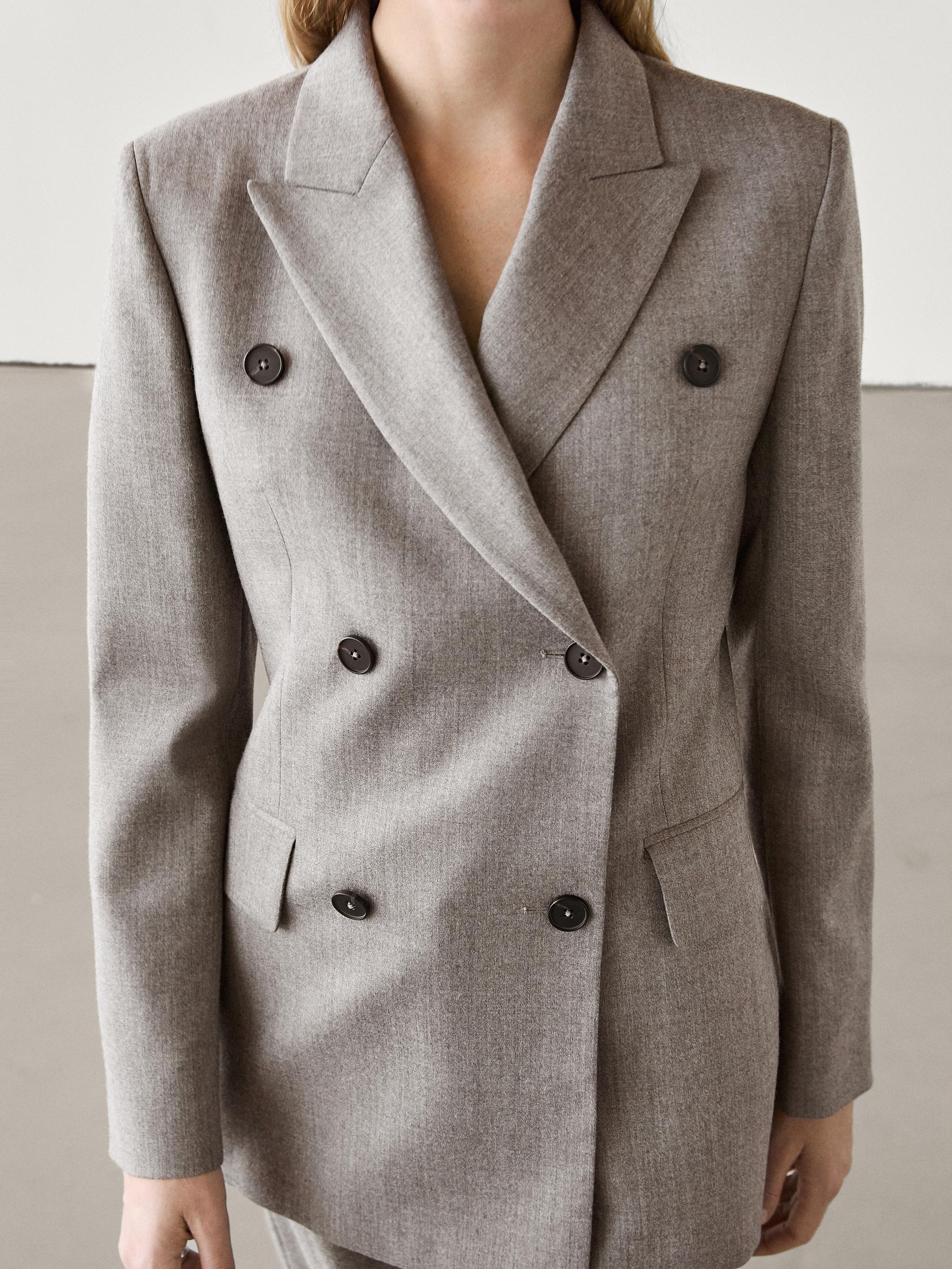 100% wool blazer with pocket detail · Mink · Dressy | Massimo Dutti