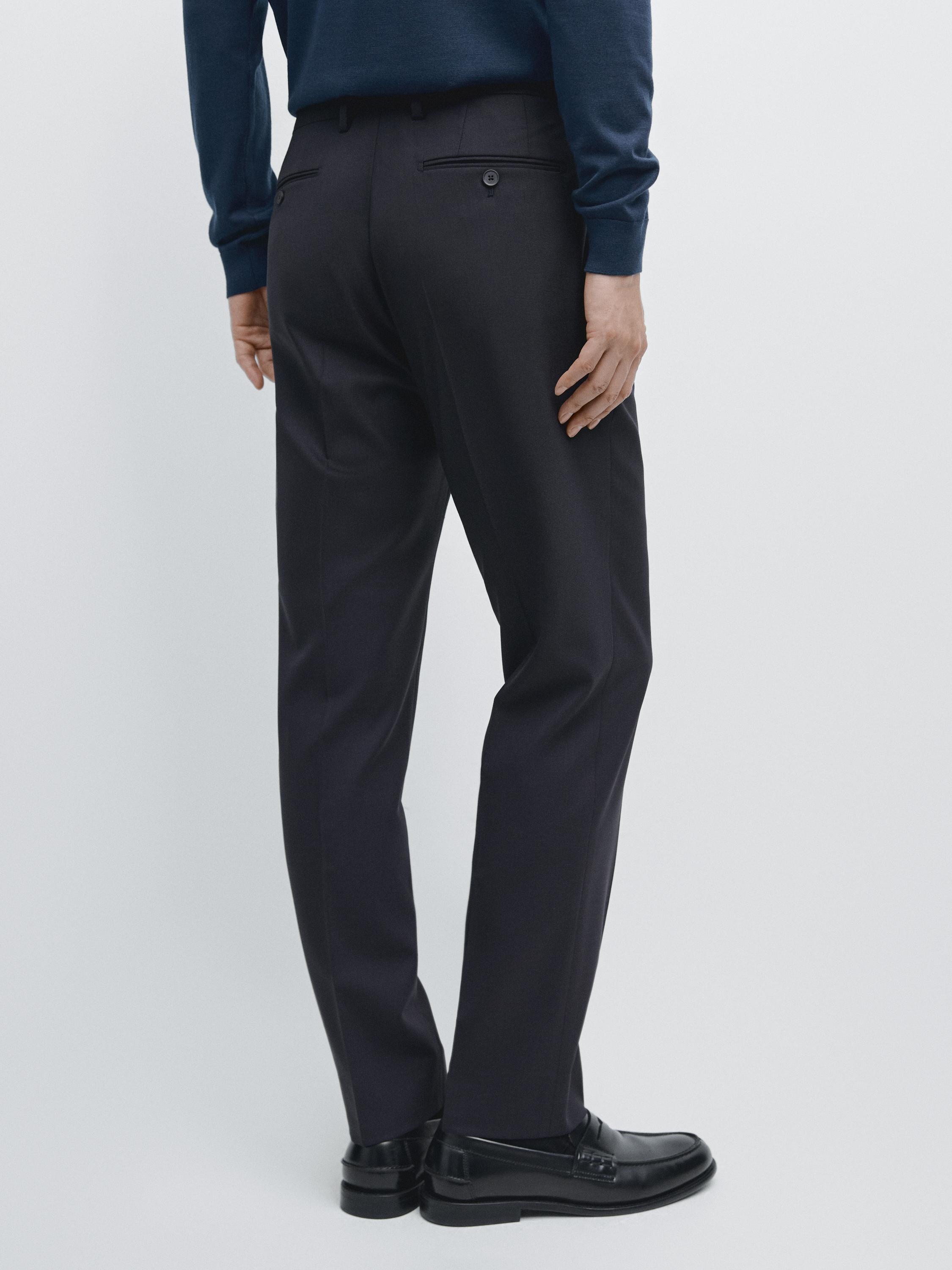 Cool wool blend suit trousers — NAVY BLUE