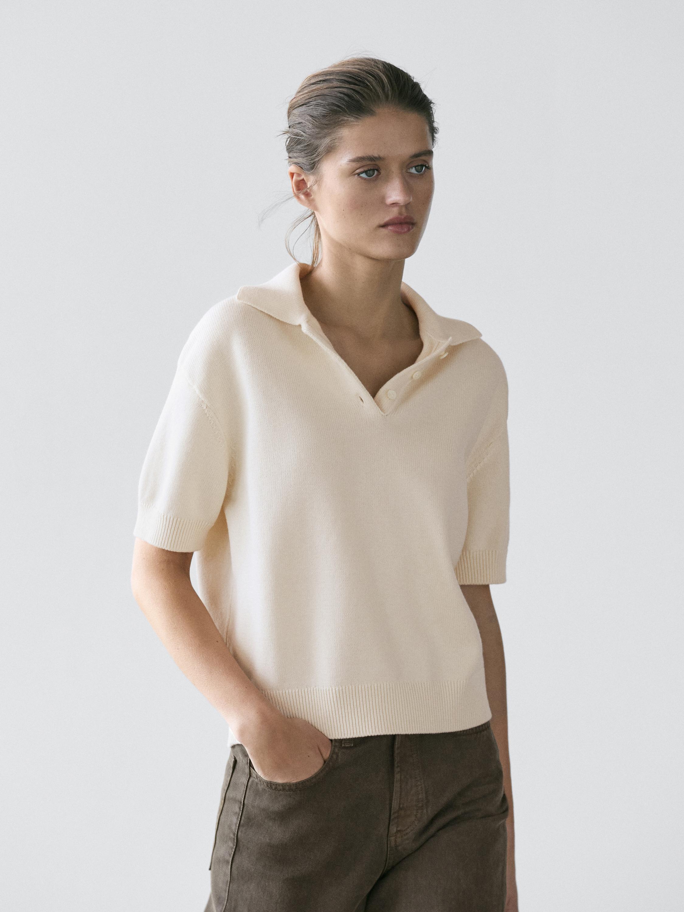 Pull polo laine en maille