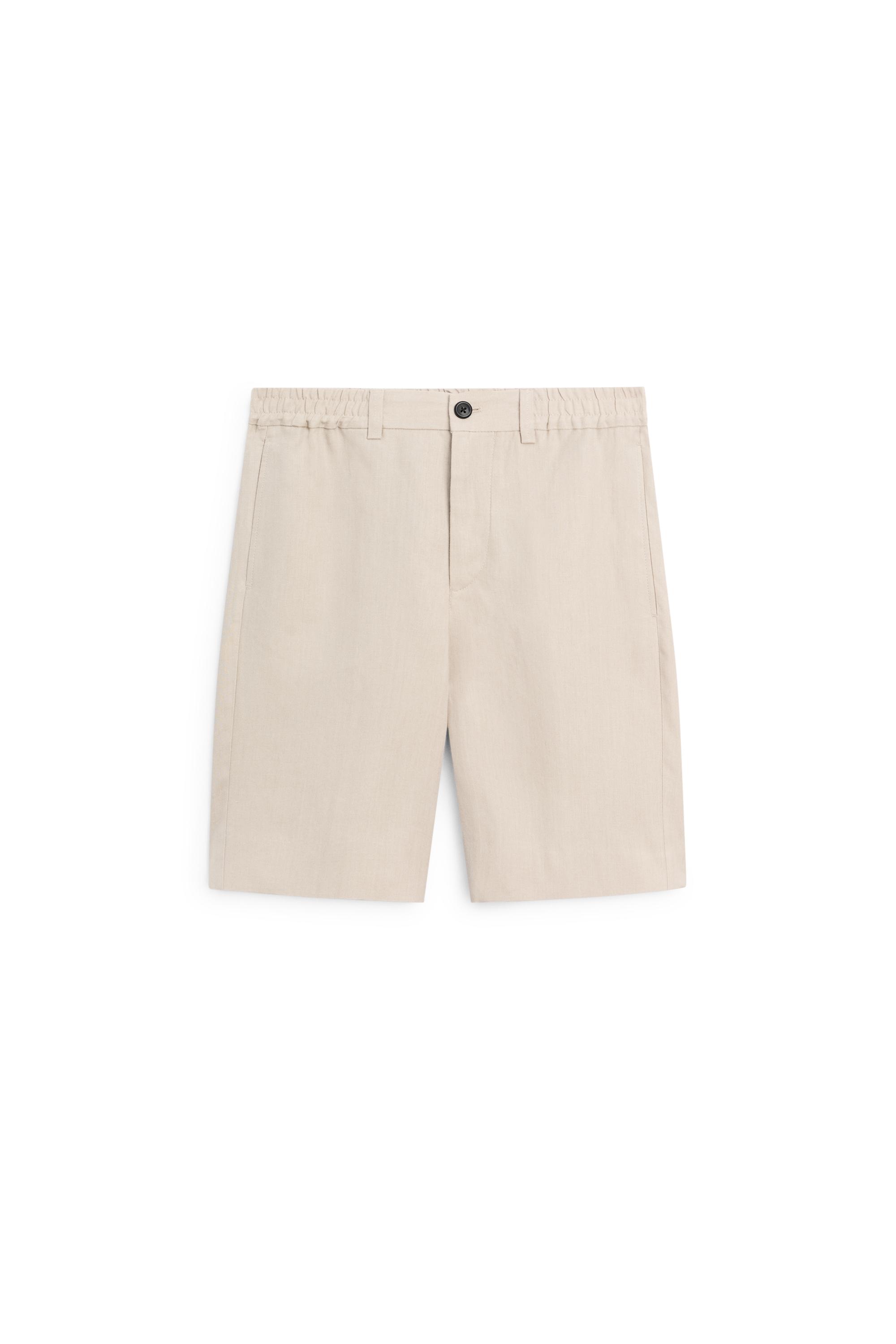 100% linen short Bermuda shorts — BEIGE
