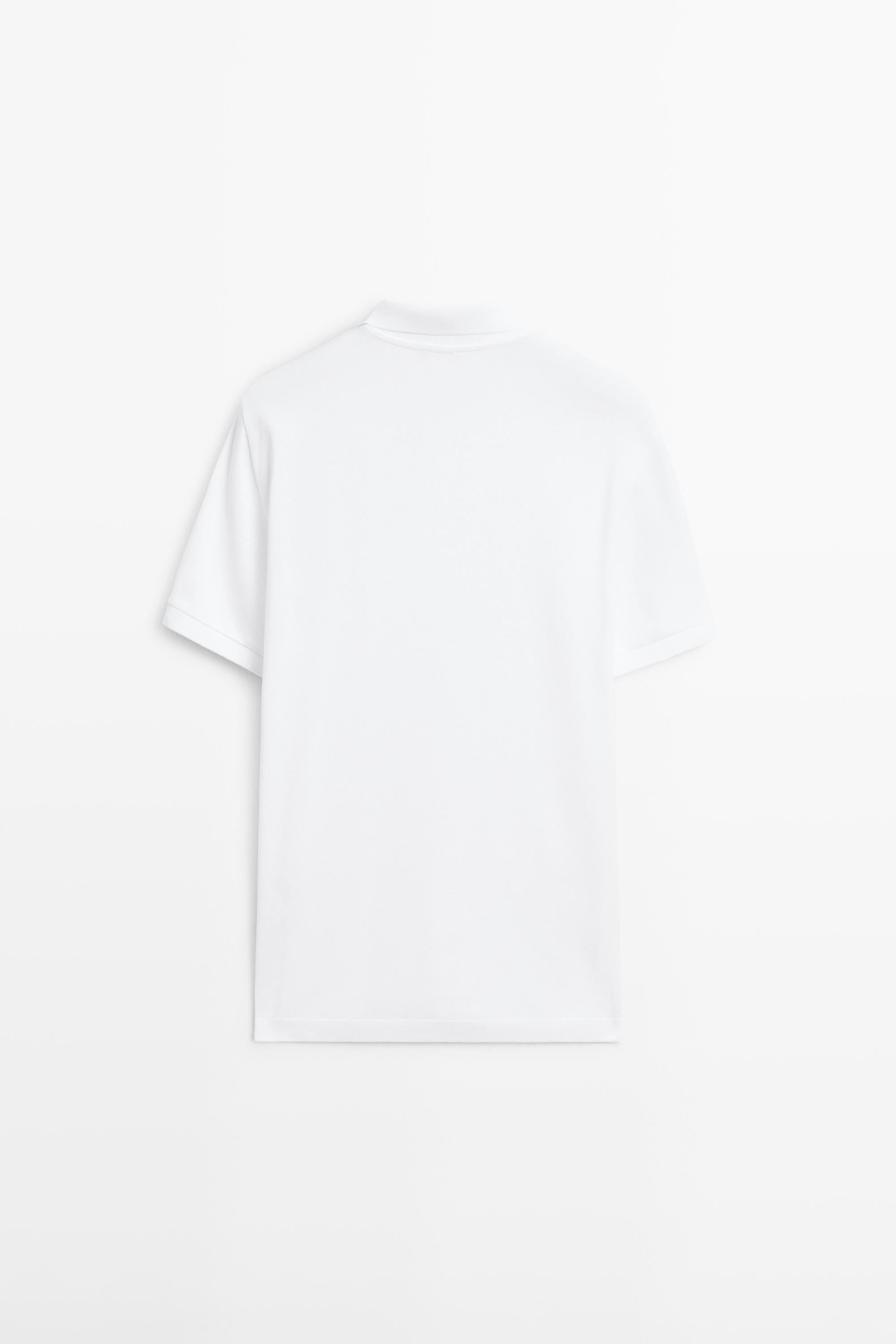 Micro-textured cotton piqué polo shirt — WHITE