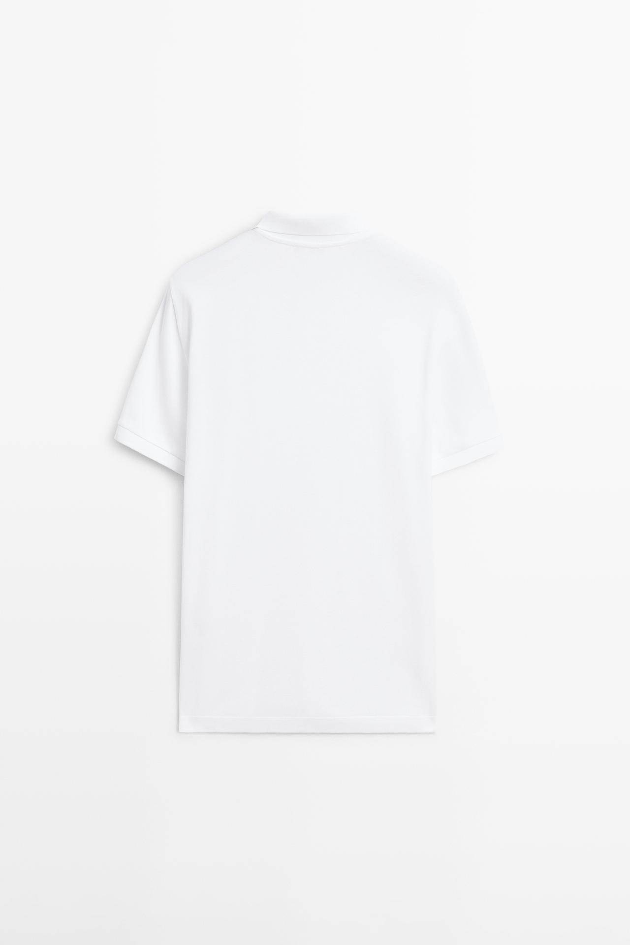 Micro-textured cotton piqué polo shirt — WHITE