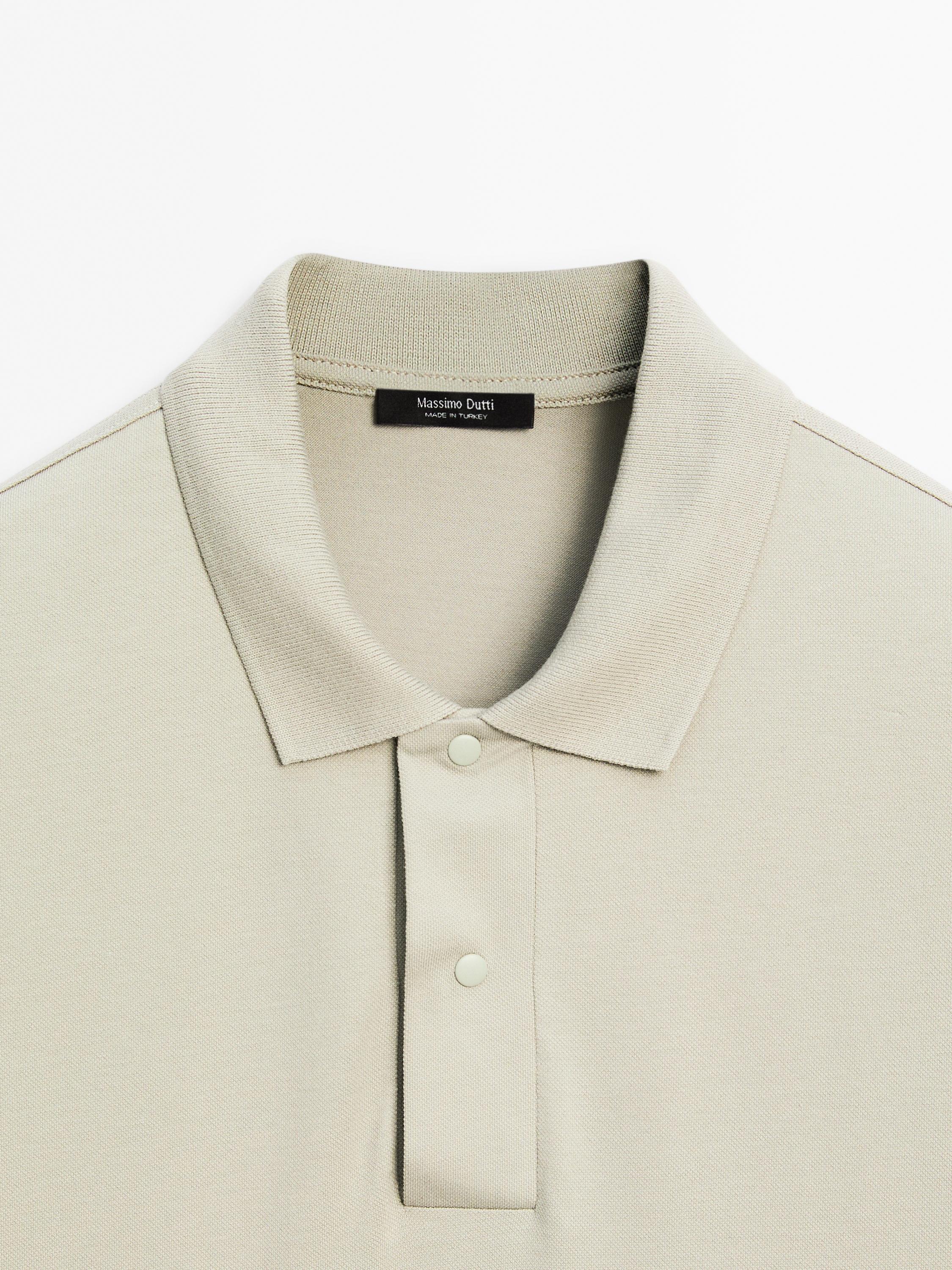 ★Massimo Dutti★ Cotton blend slim fit knit polo shirt Cotton blend knit polo shirt · Beige, Marine Green