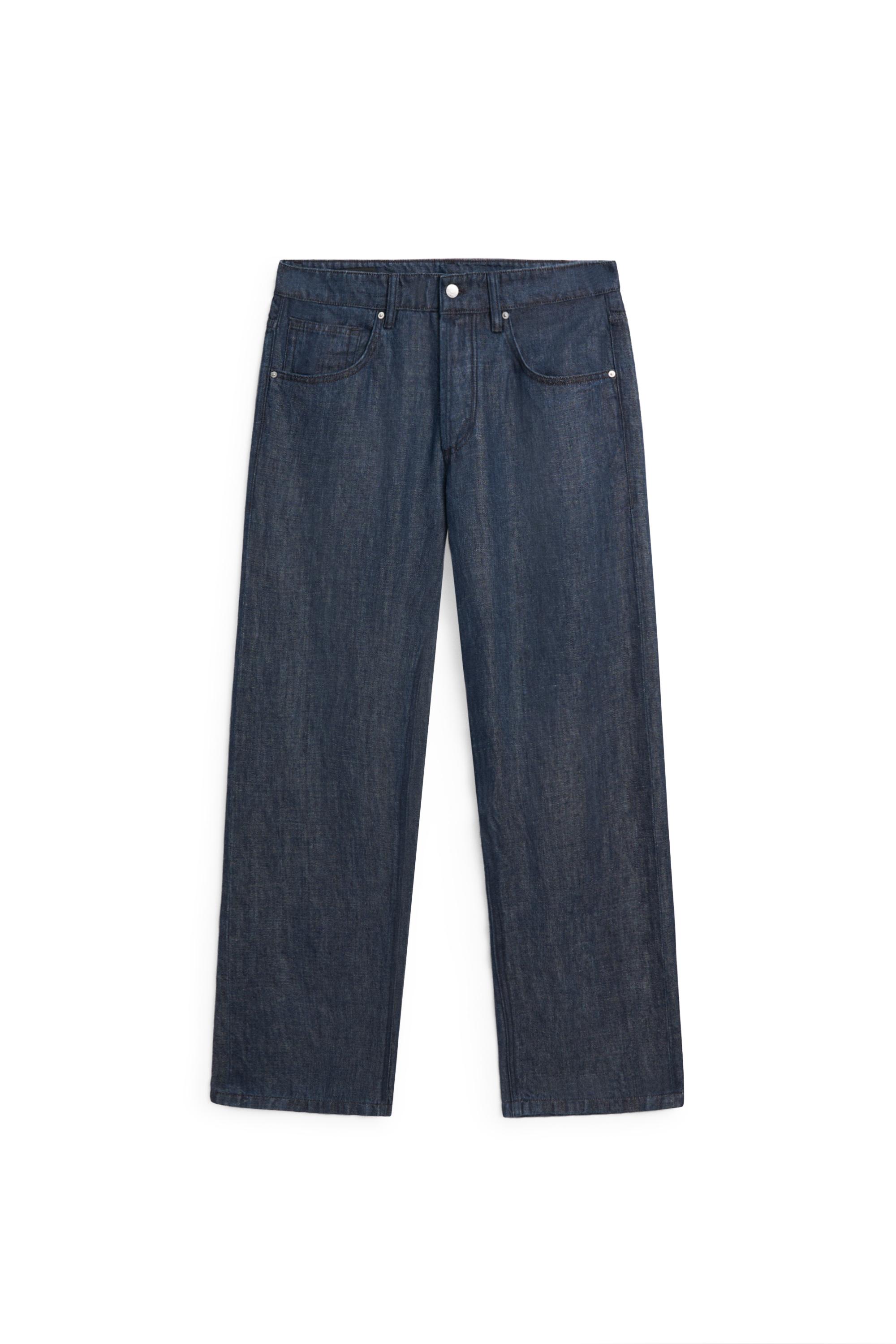 100% linen wide-leg jeans — Light Blue