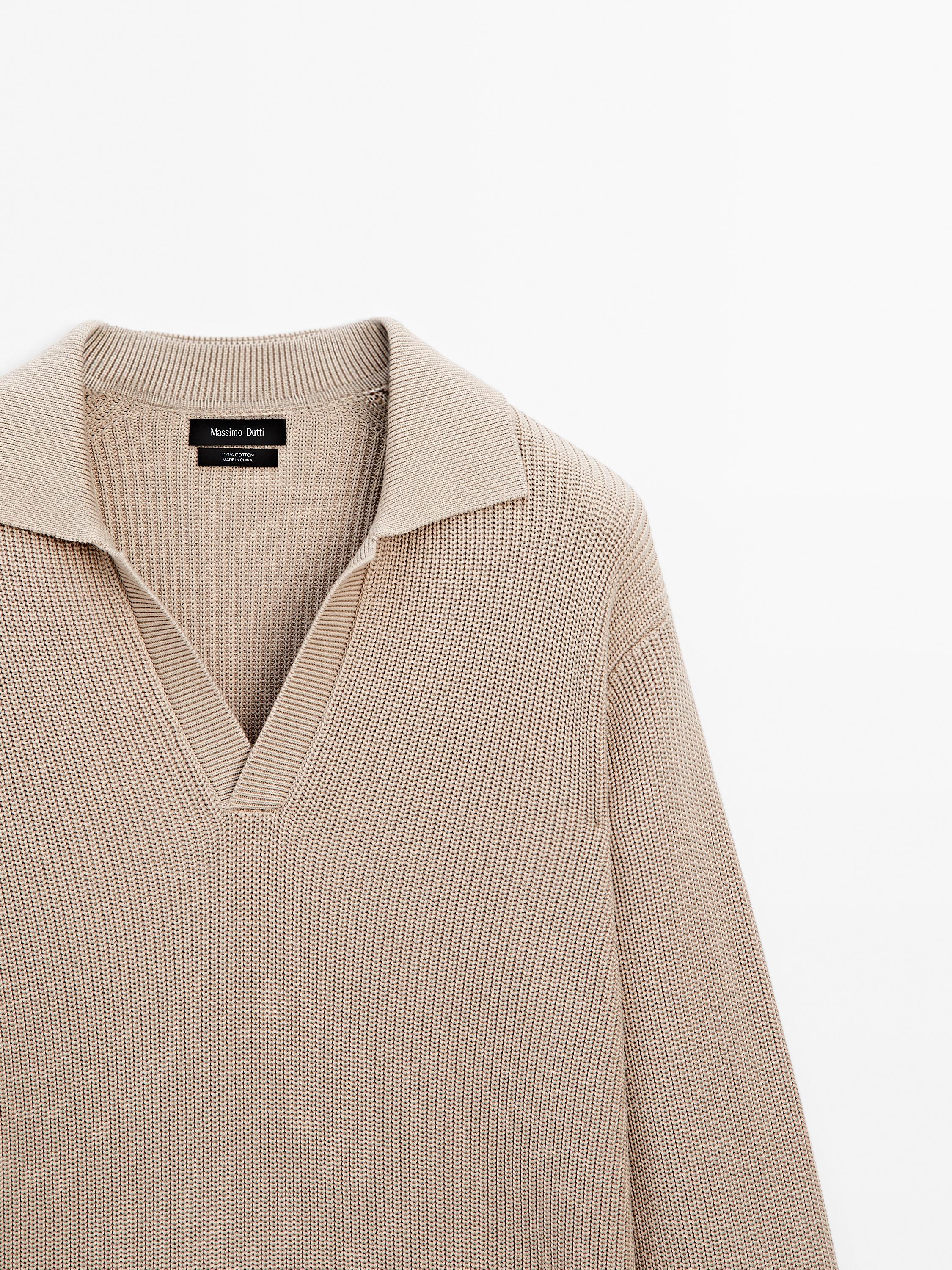 100% cotton ribbed knit sweater
