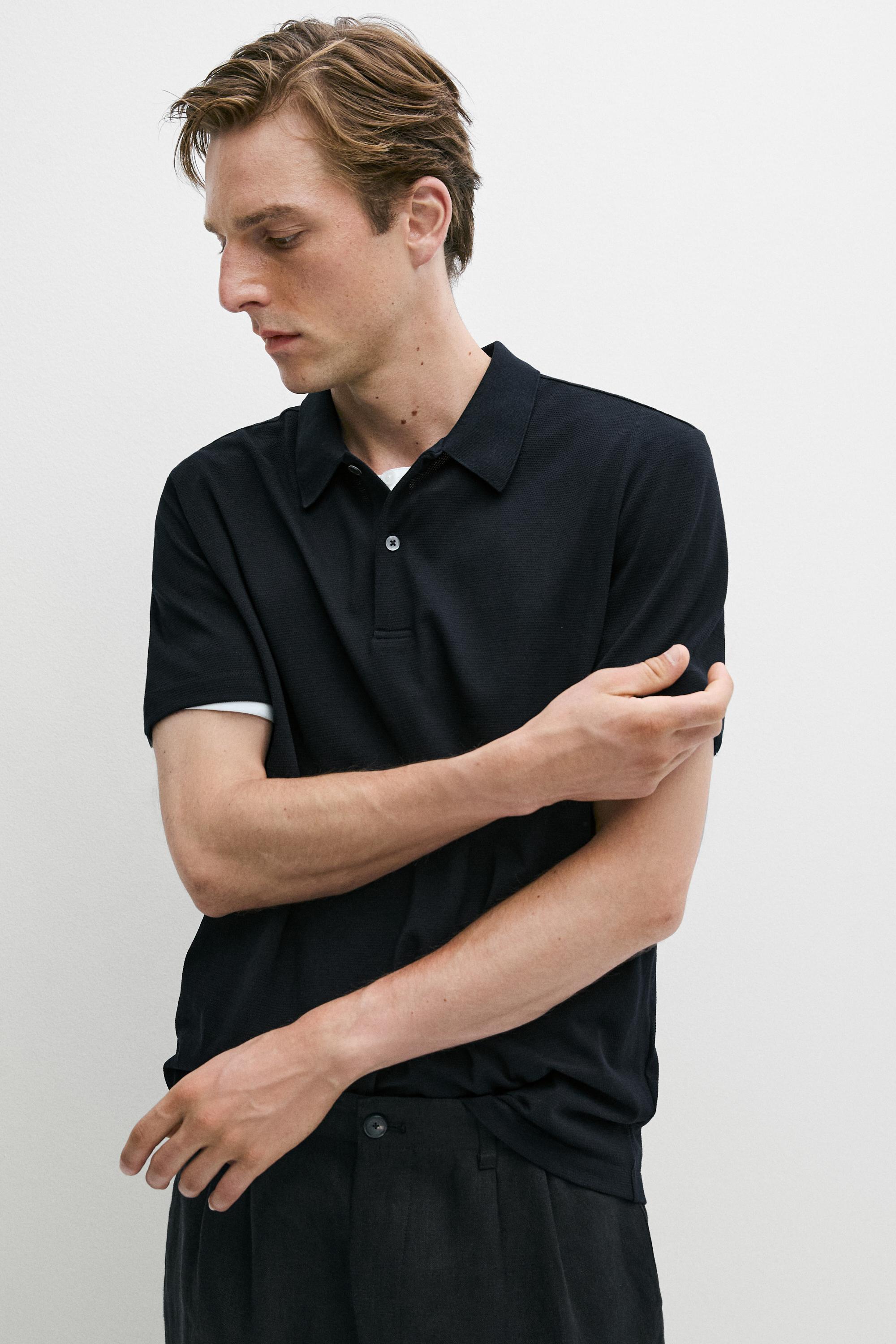 100% cotton structured polo shirt — NAVY BLUE