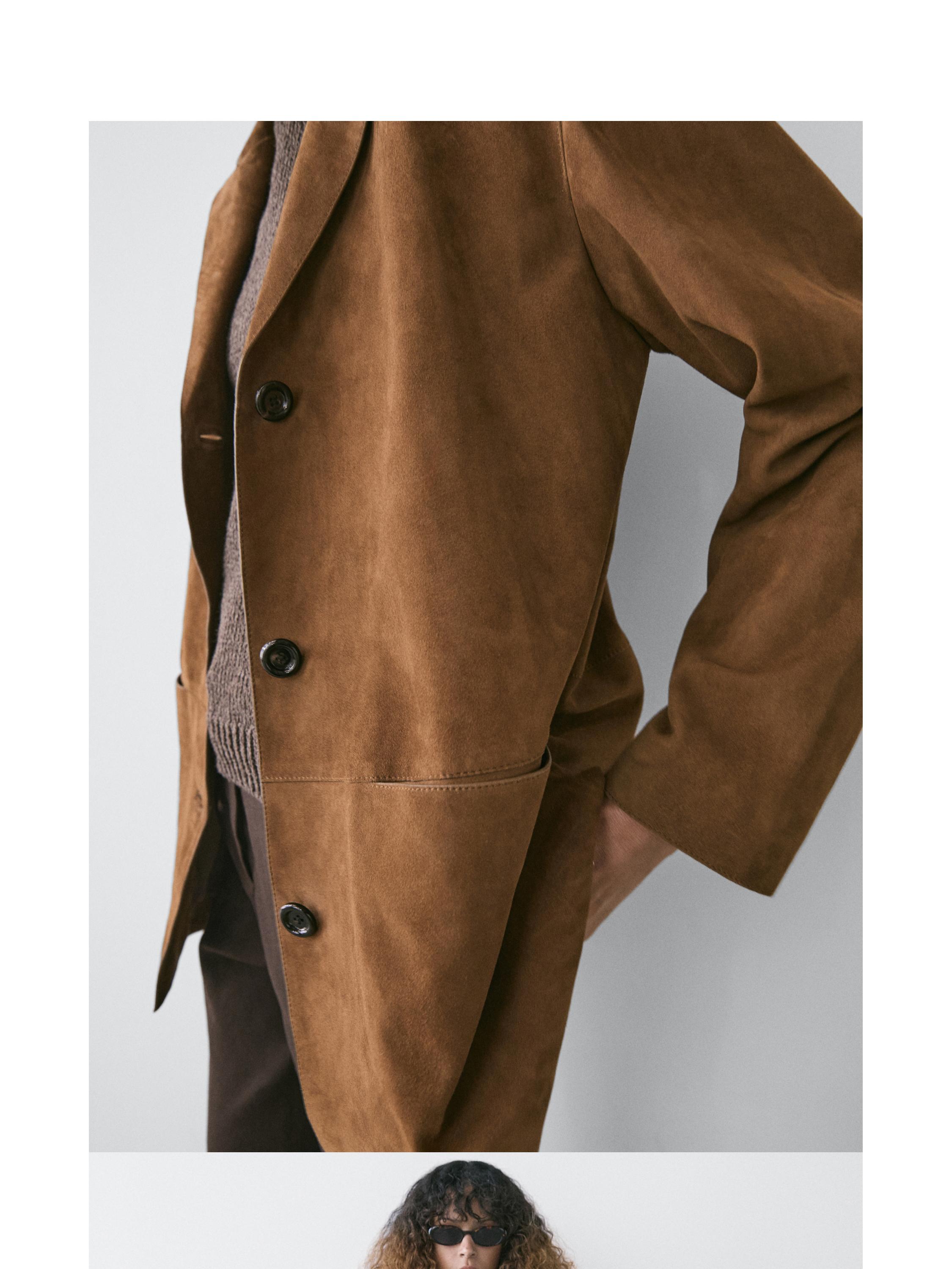 Suede leather jacket — CAMEL