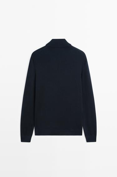 Merino wool blend mock neck knit sweater — NAVY BLUE 6