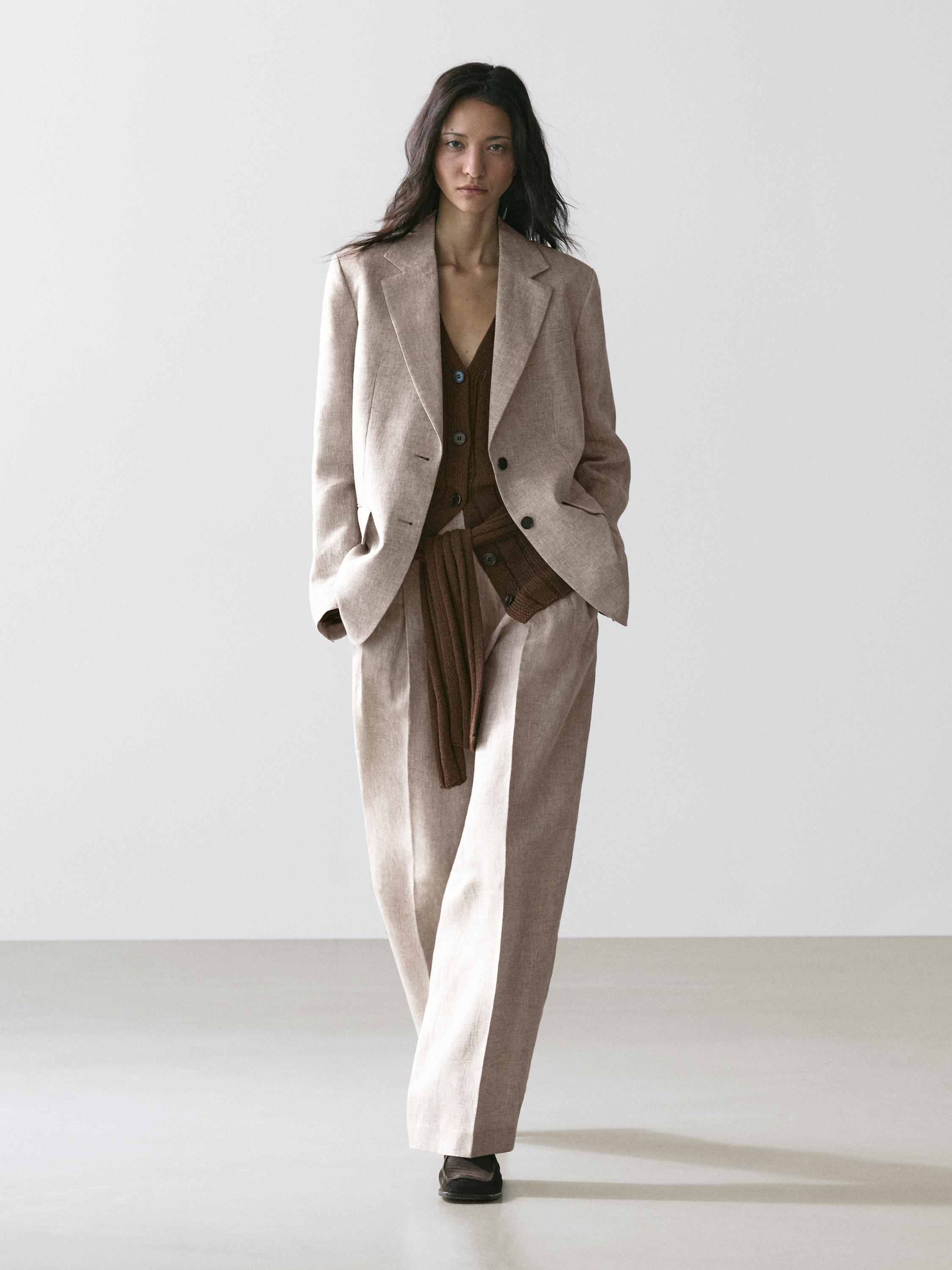 Linen suit trousers — BEIGE
