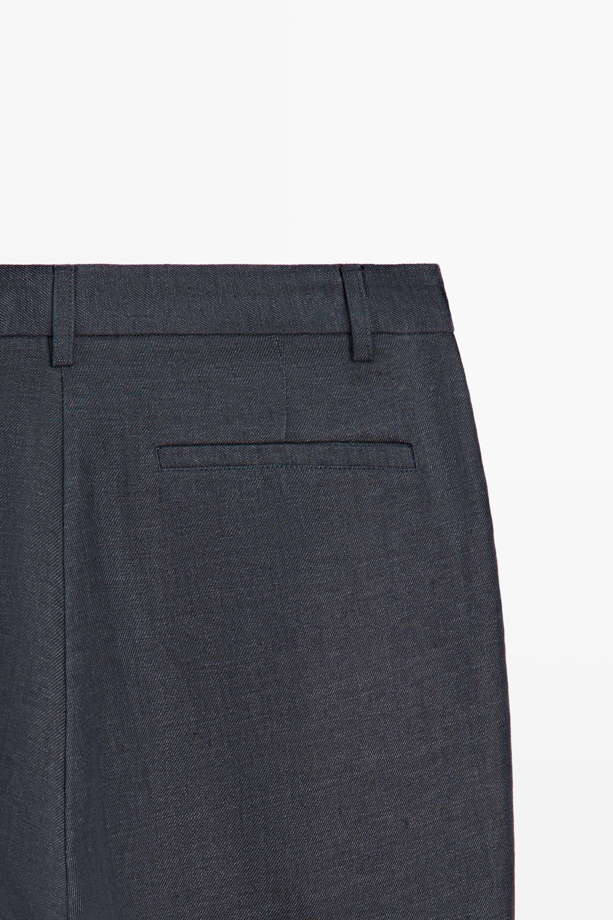 100% linen total look melange trousers — INK BLUE