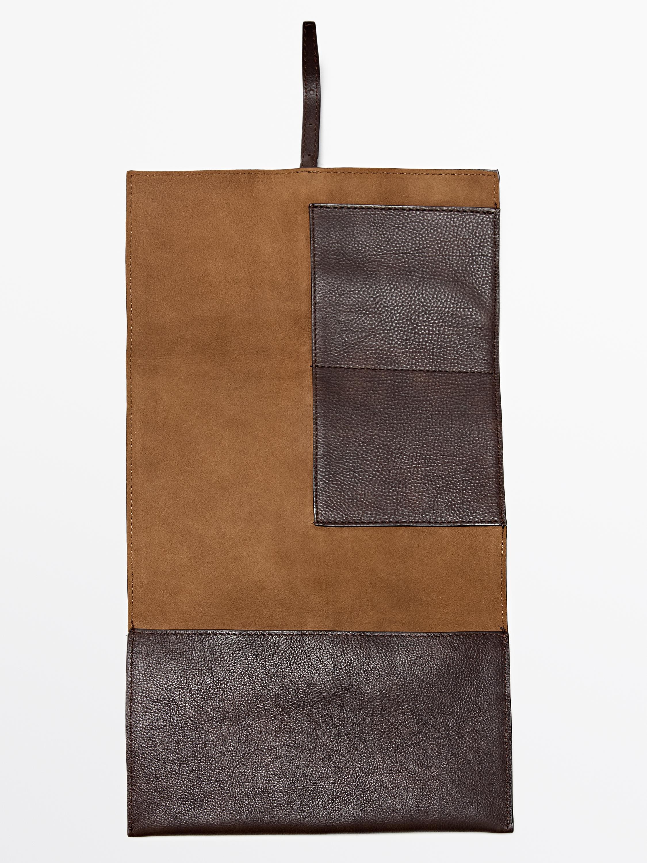 Nappa leather tech accessory case — BROWN