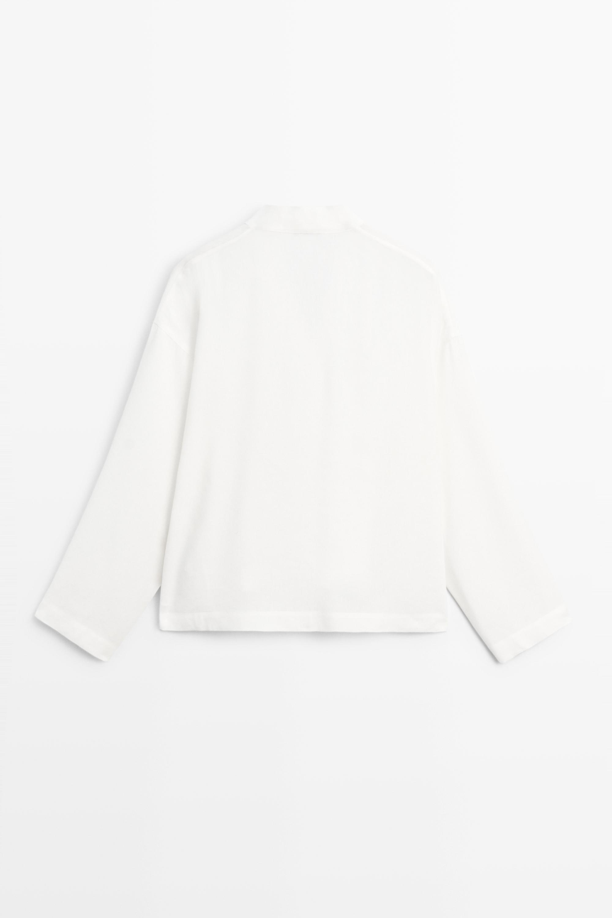 Flowing linen-blend V-neck shirt — WHITE