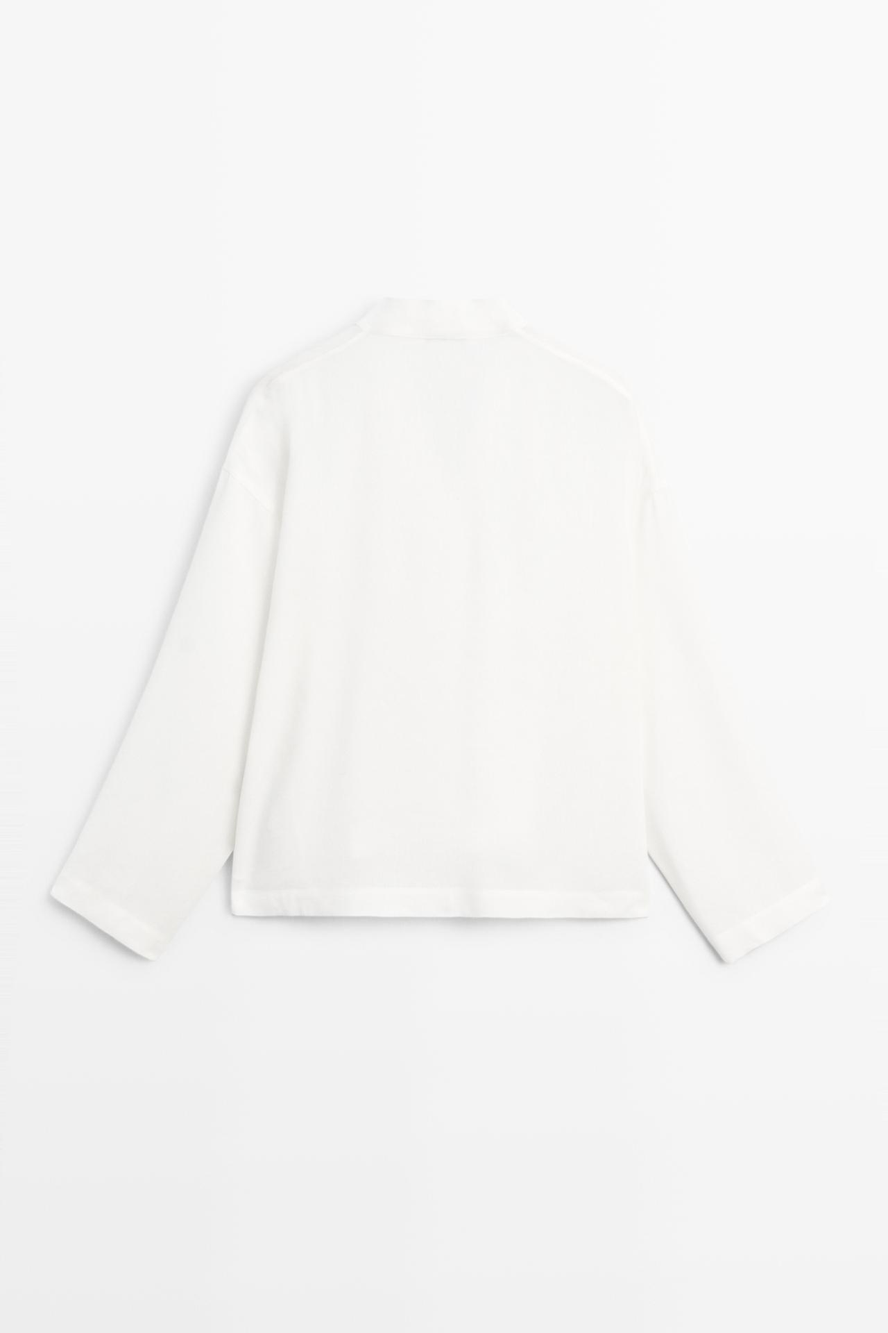 Flowing linen-blend V-neck shirt — WHITE