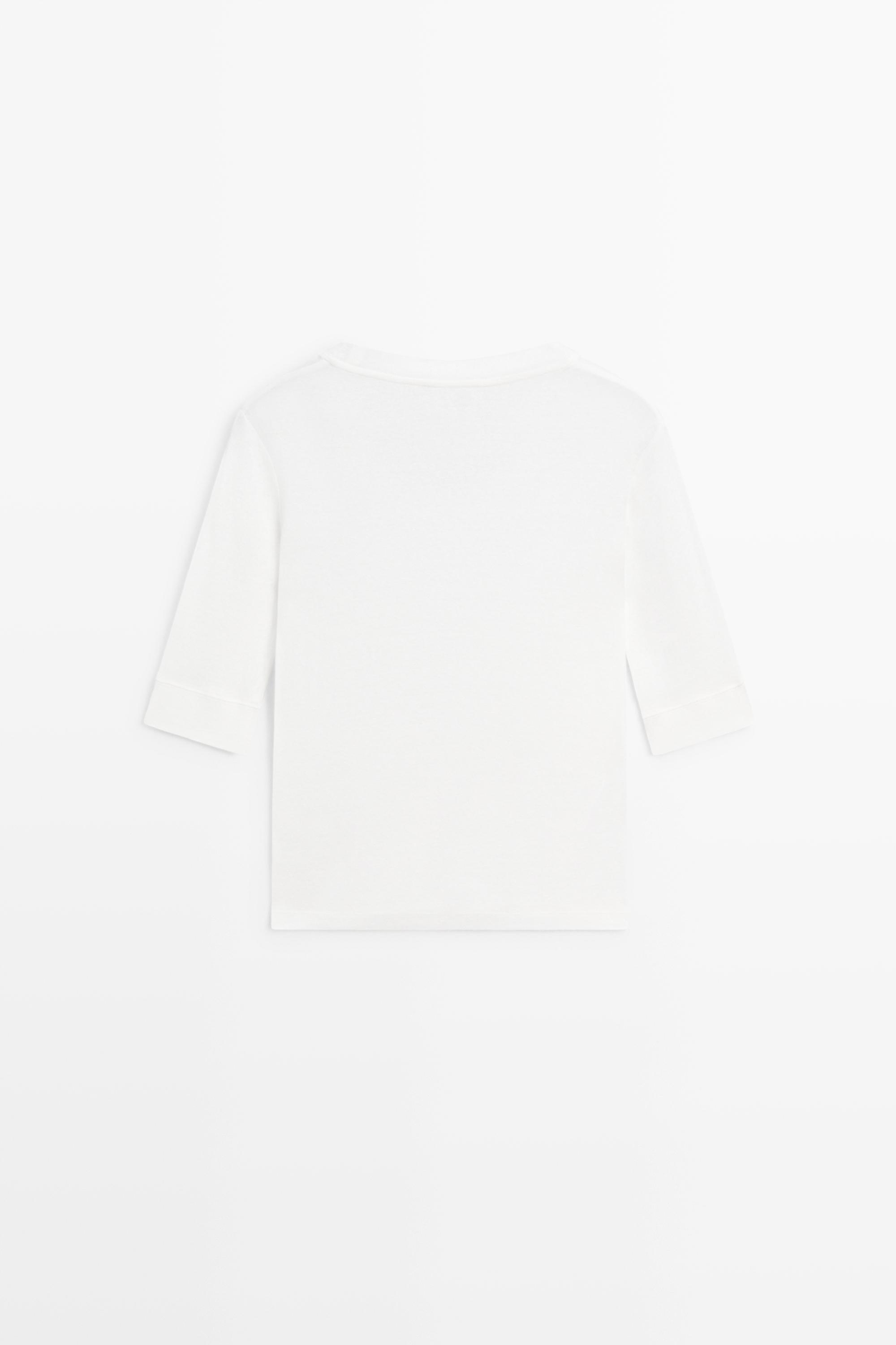 100% cotton scoop neck T-shirt — Off white
