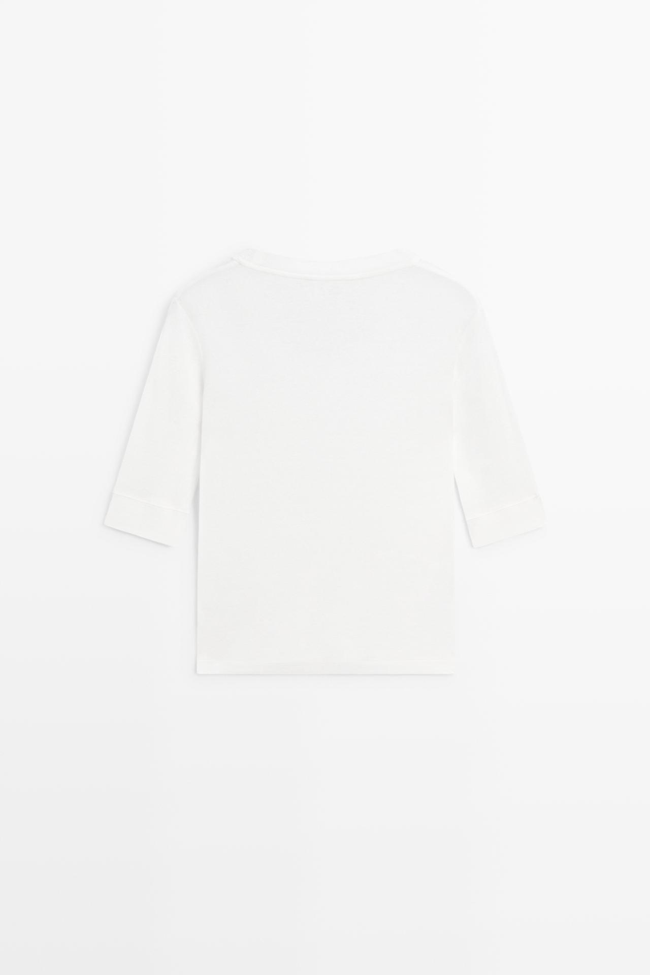 100% cotton scoop neck T-shirt — Off white