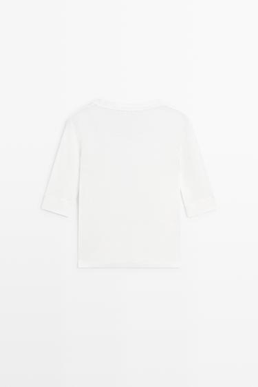 100% cotton scoop neck T-shirt — Off white 6