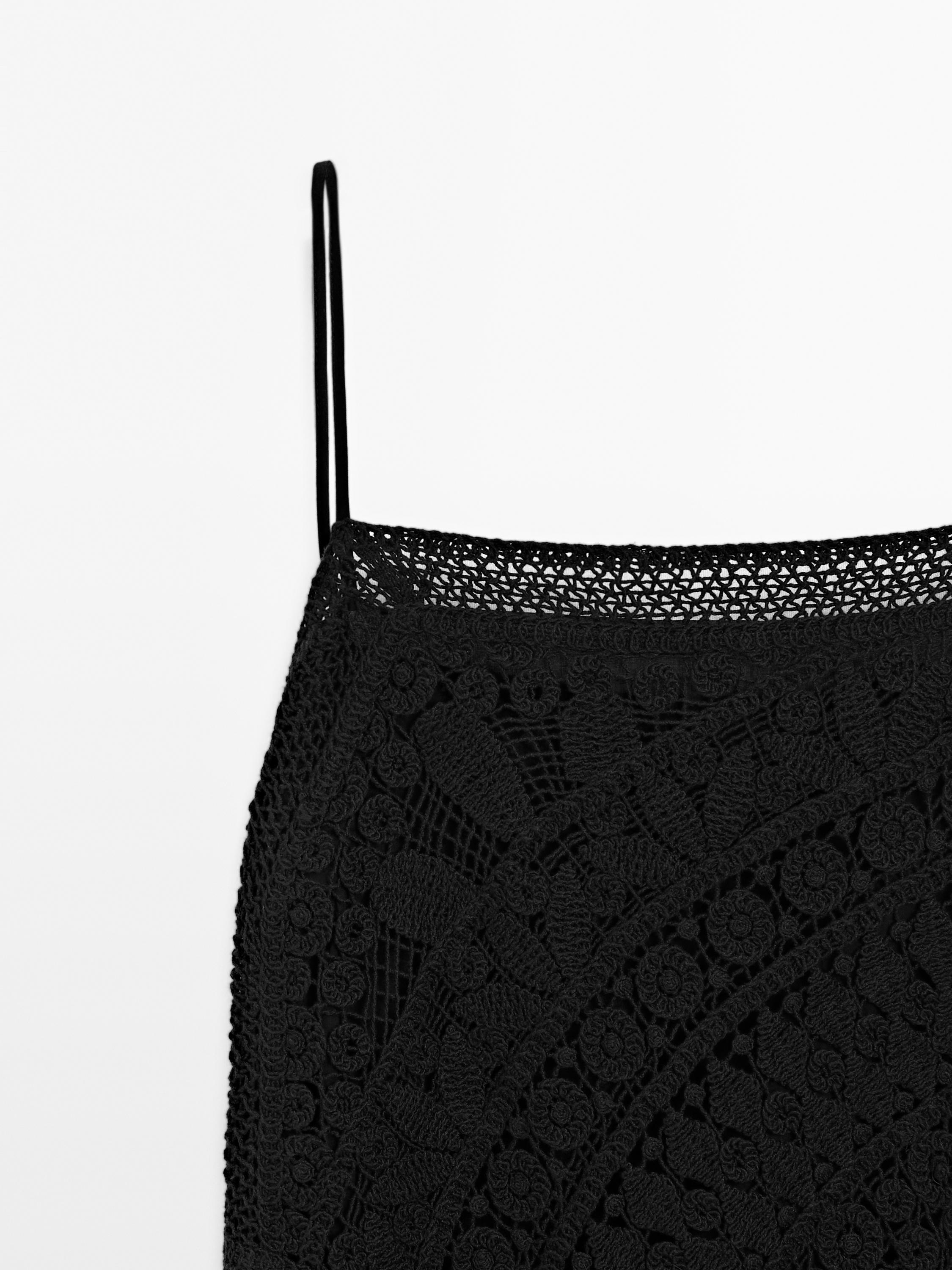 100% cotton crochet midi dress