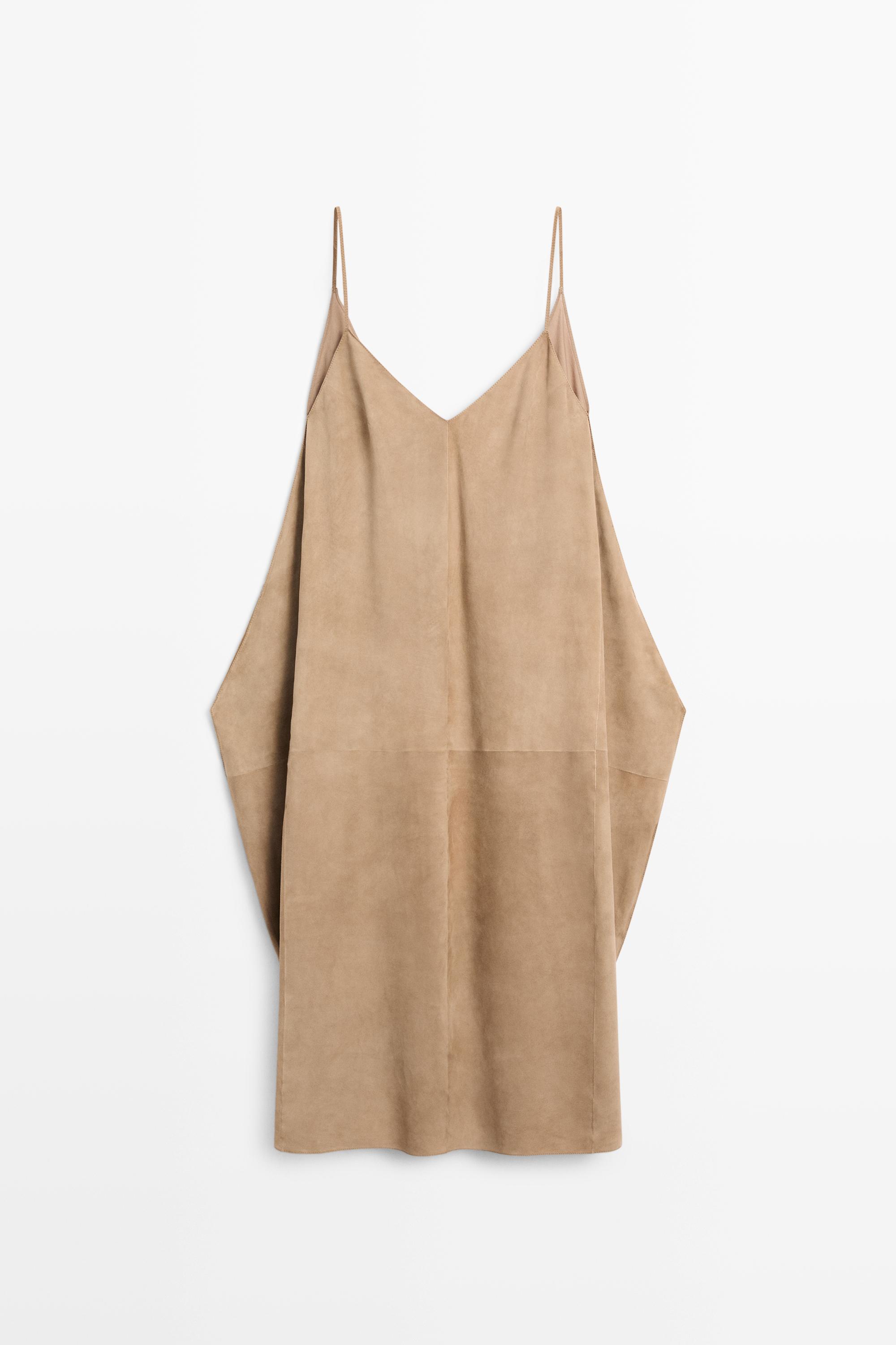 Suede leather combined dress - STUDIO