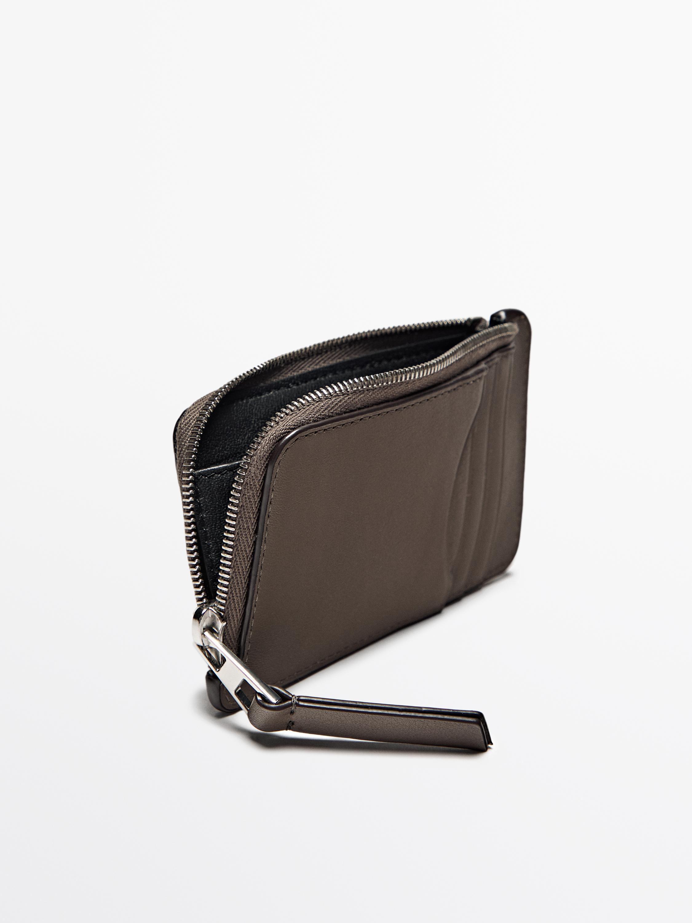 Nappa leather zipped card holder