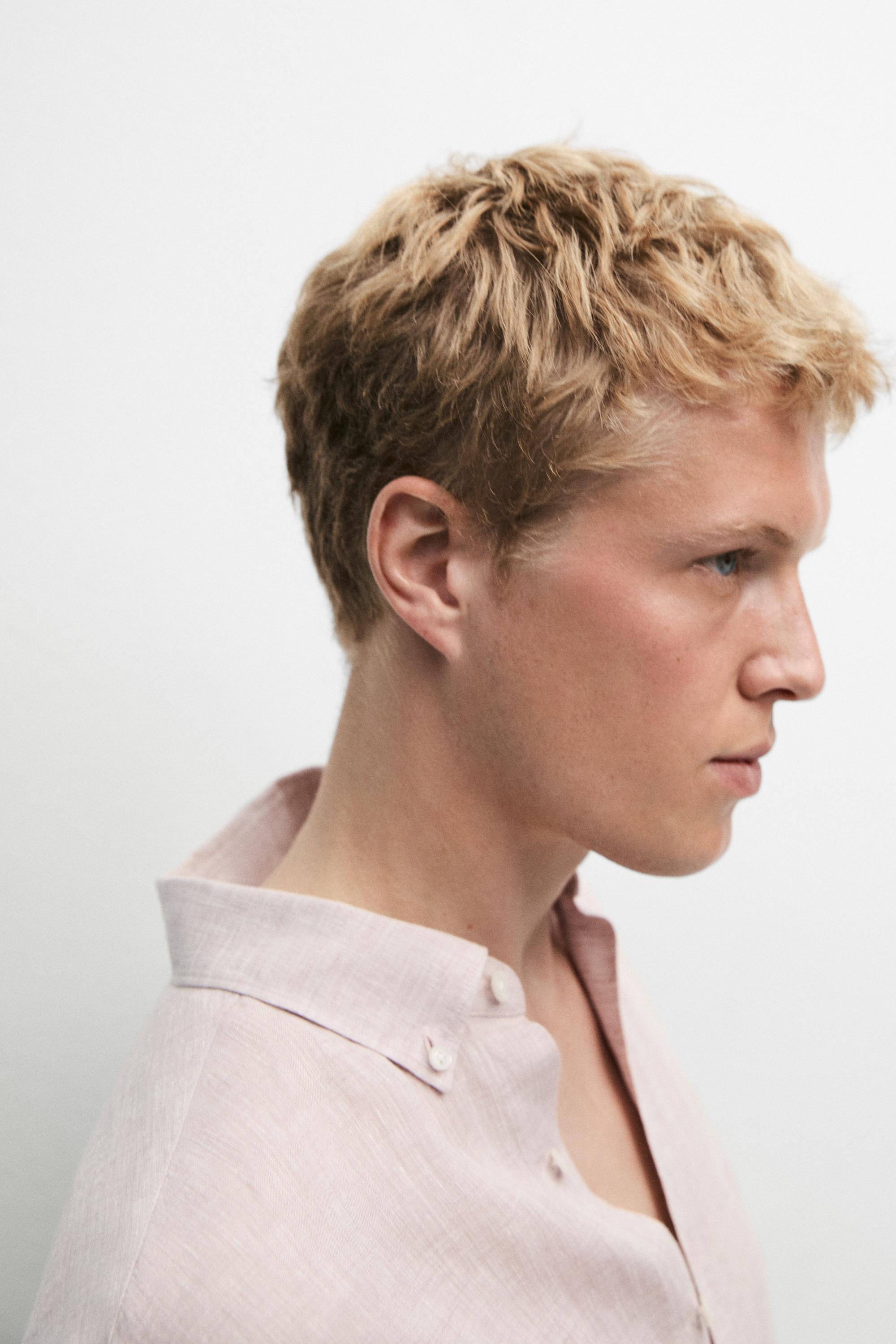 100% Linen regular fit shirt — MAUVE