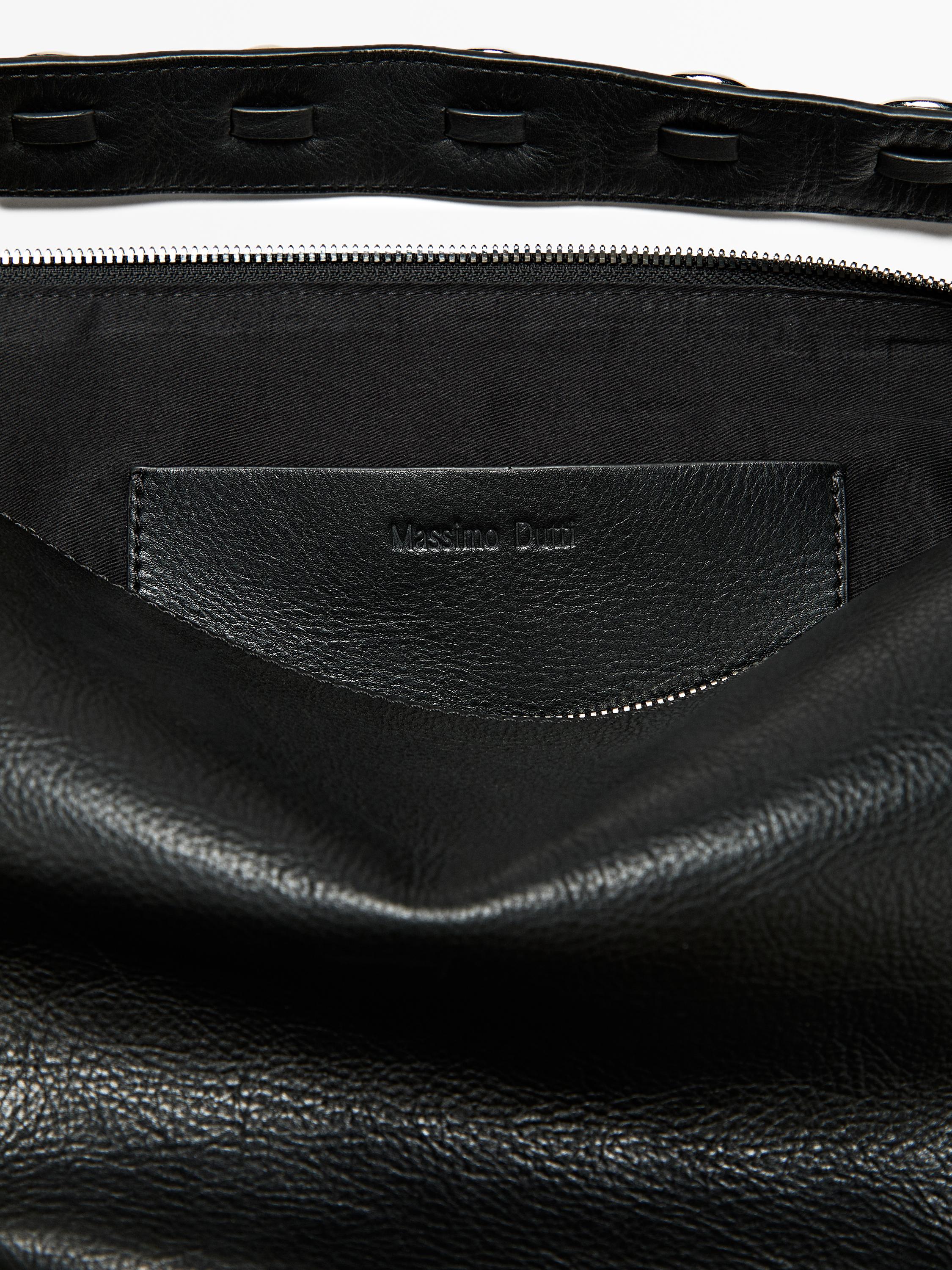 Nappa leather bag with eyelets — BLACK