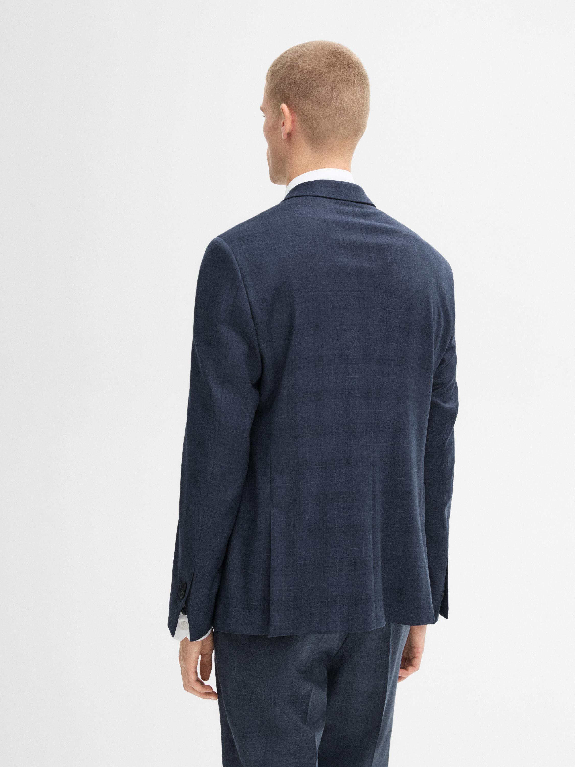 Check wool blend suit blazer