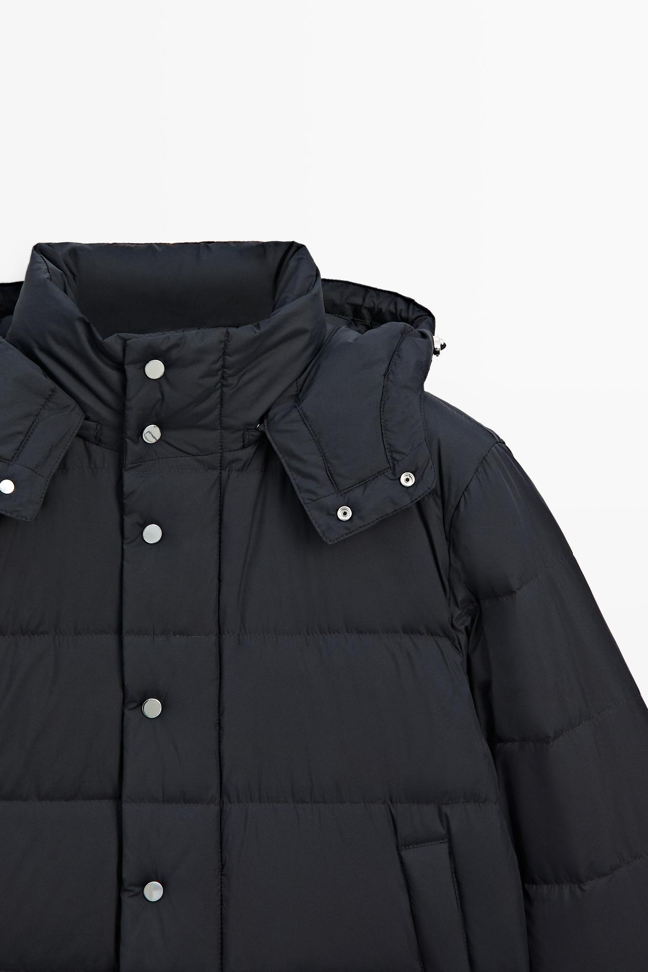 Hooded down jacket — DARK BLUE