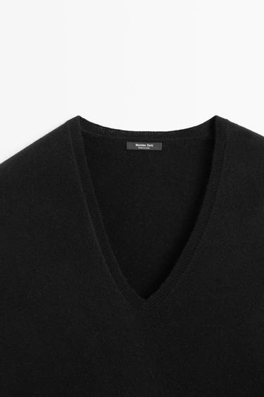 Wool blend knit V-neck sweater — BLACK 9