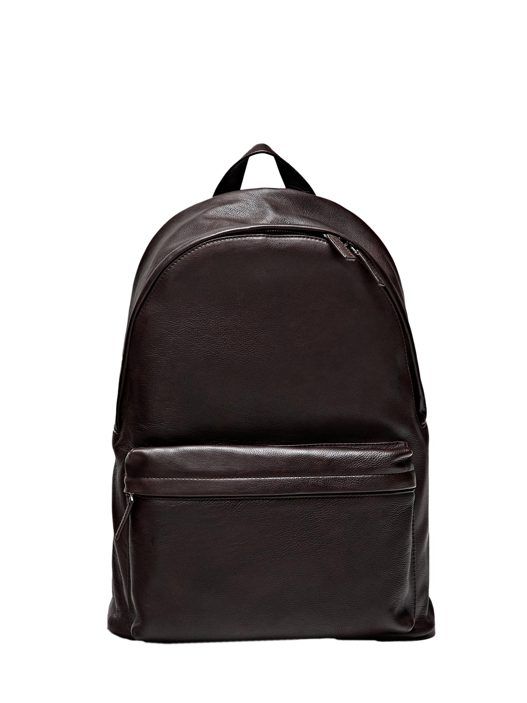 Nappa leather backpack with zip — BROWN