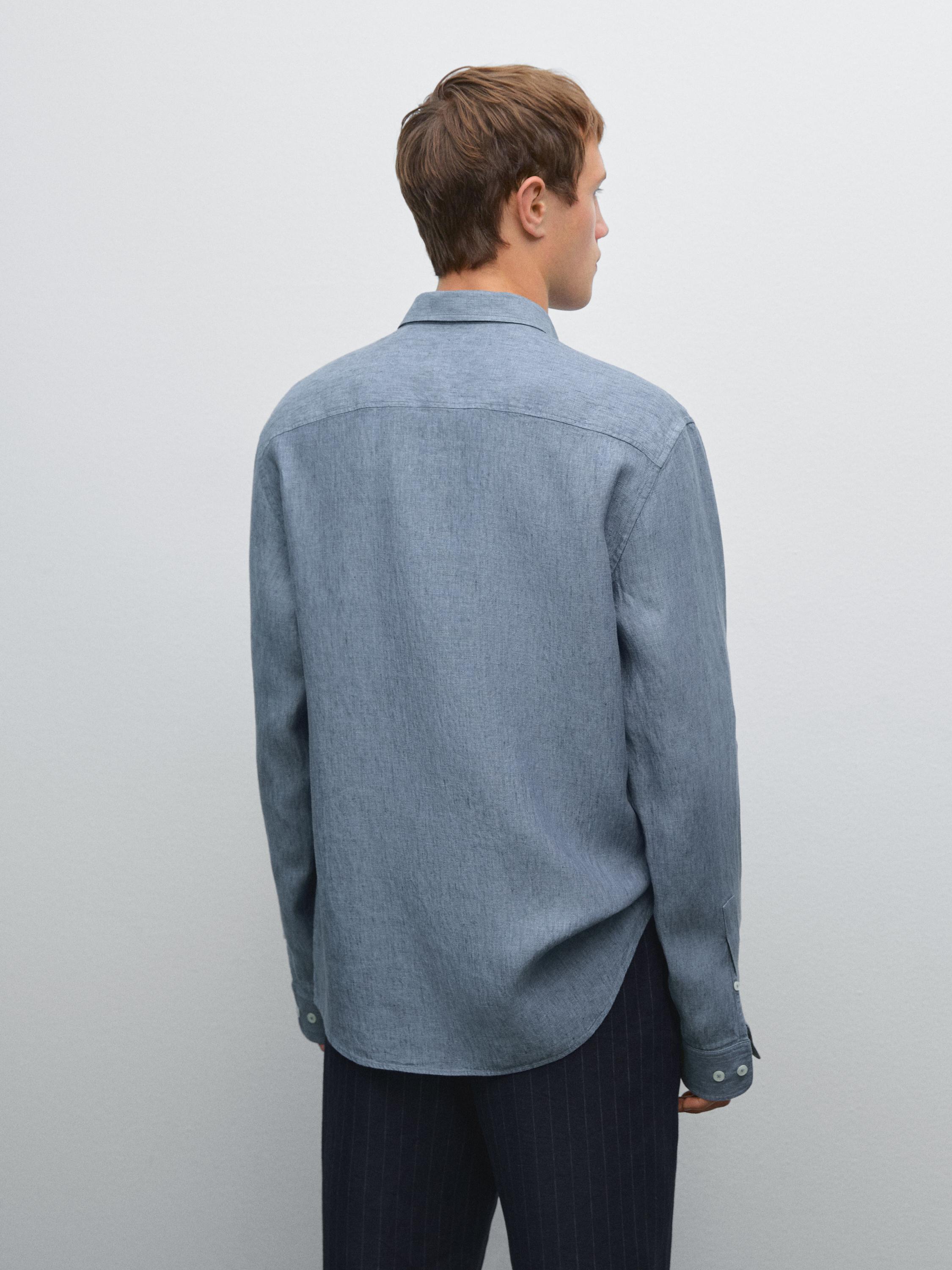 Regular fit faded linen shirt