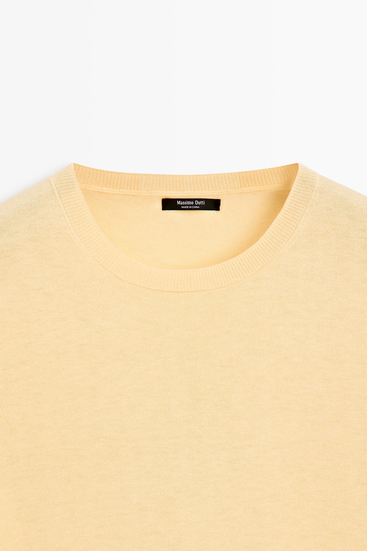 Short-sleeve fine-knit sweater — YELLOW