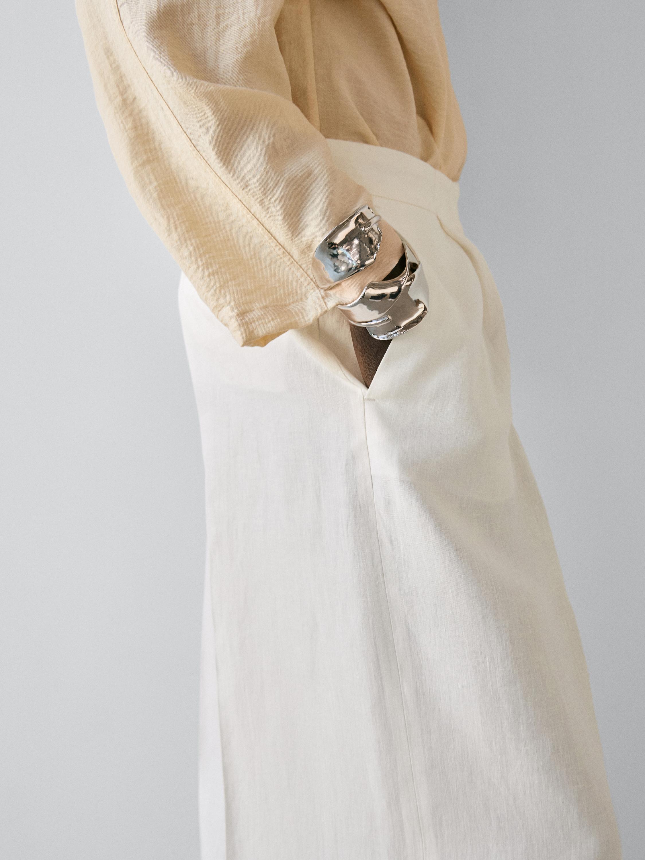 Flowing linen suit trousers — Off white