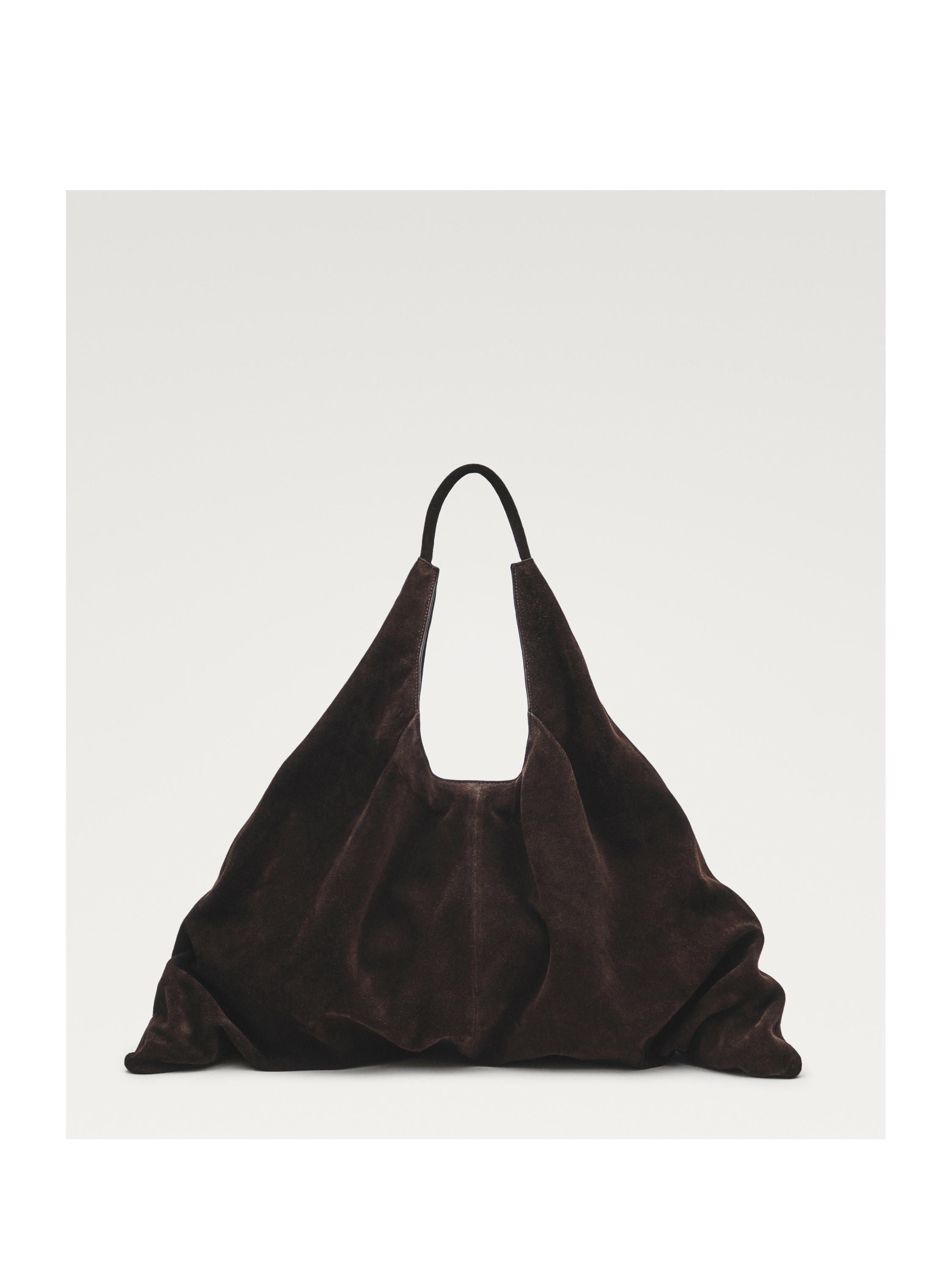Split leather maxi shopper bag - LIMITED EDITION — BROWN
