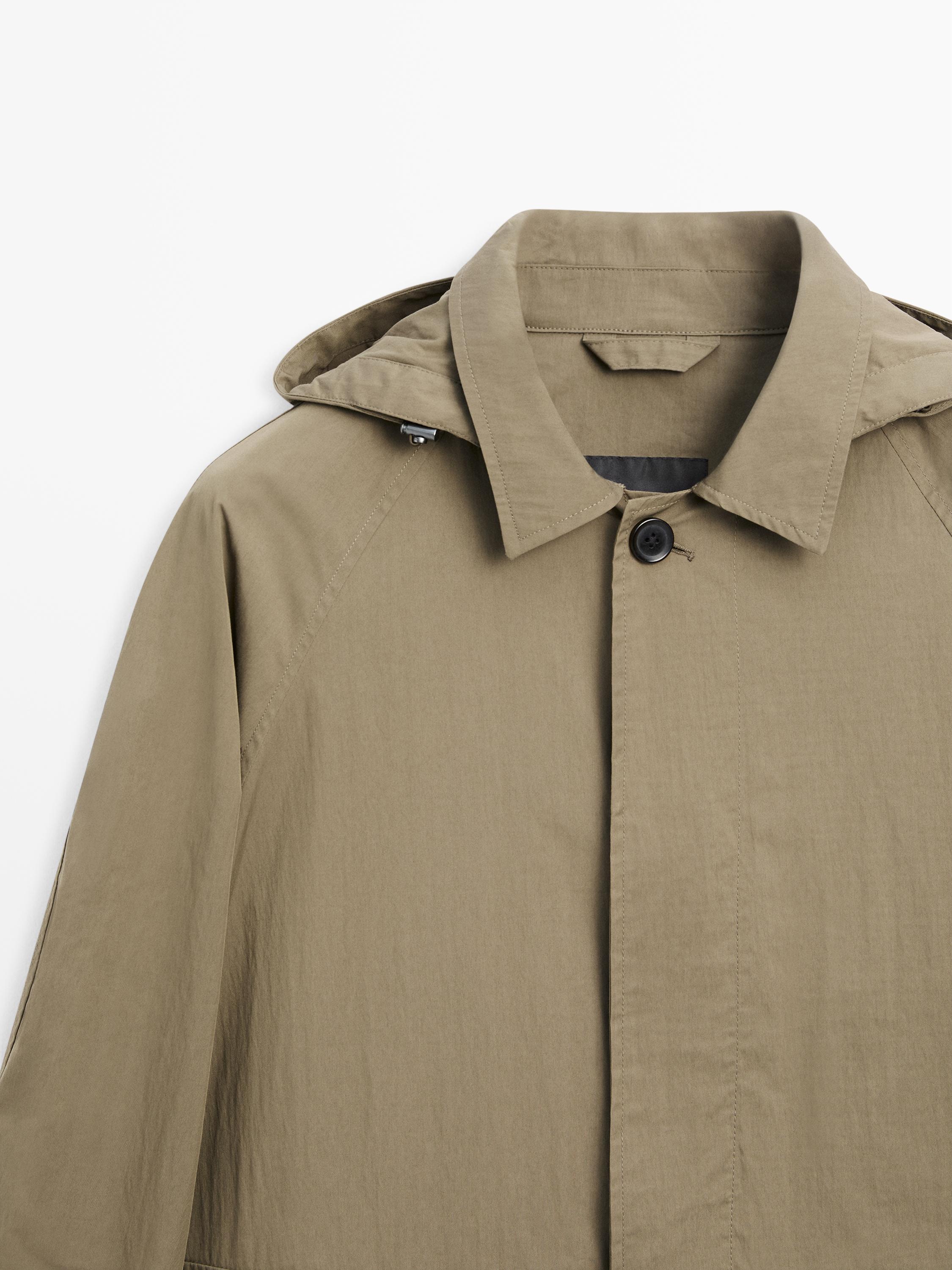 Cotton blend parka with pockets — BEIGE