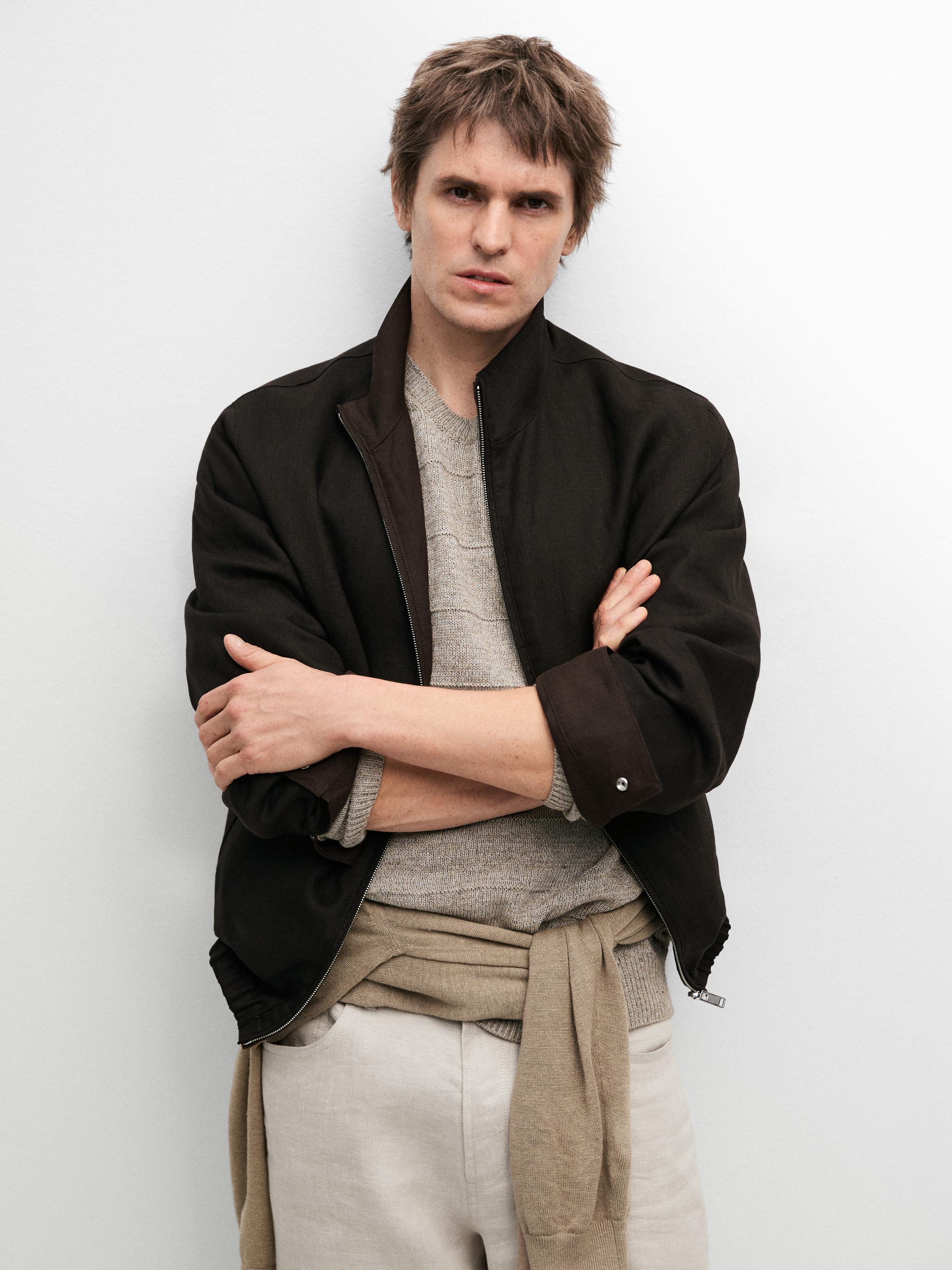Reversible linen jacket — BLACK