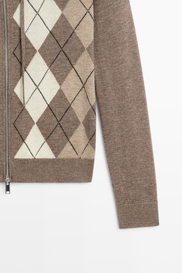 Hooded zip-up knit cardigan — TAUPE GREY 7