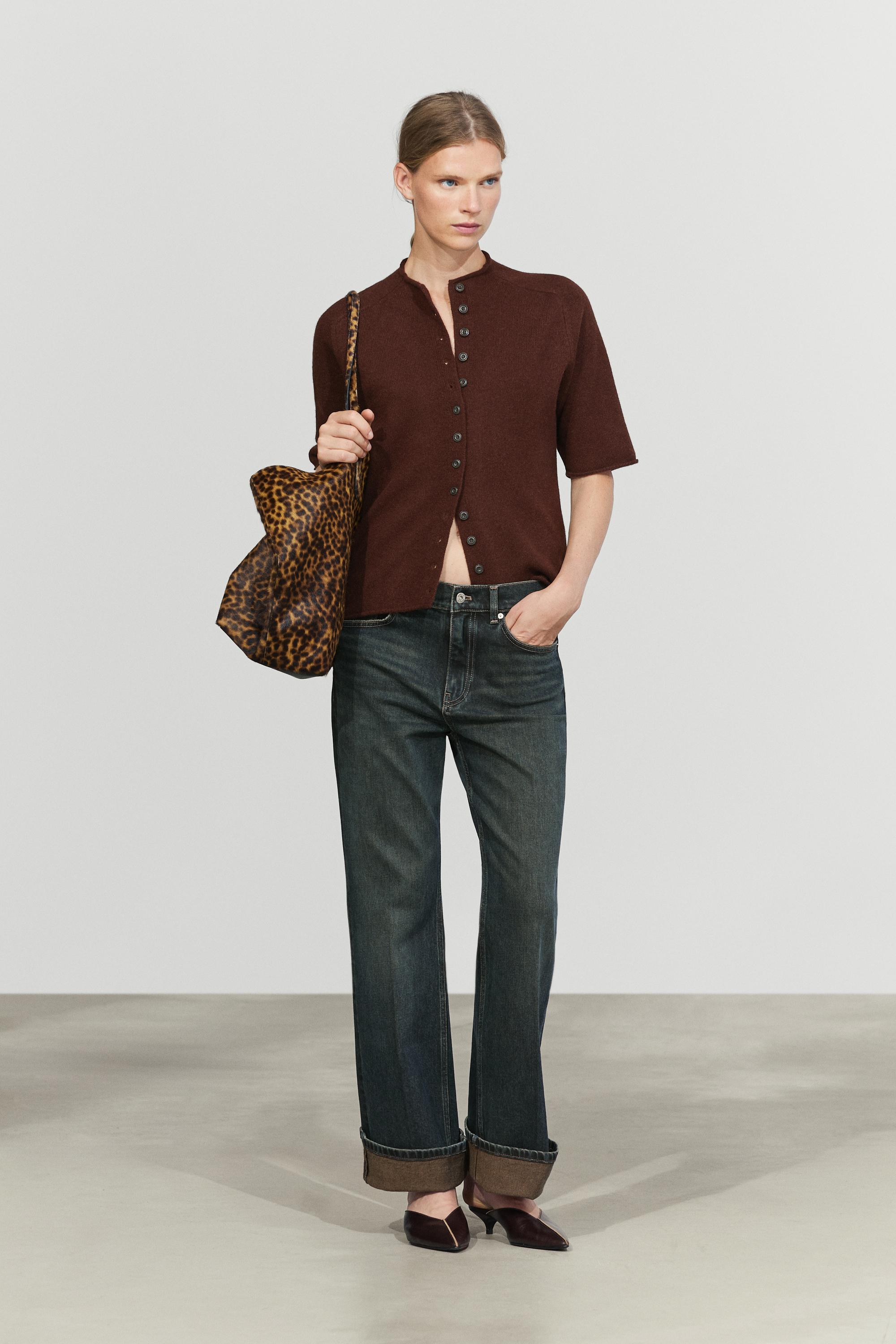 100% wool funnel neck knit cardigan — MAROON