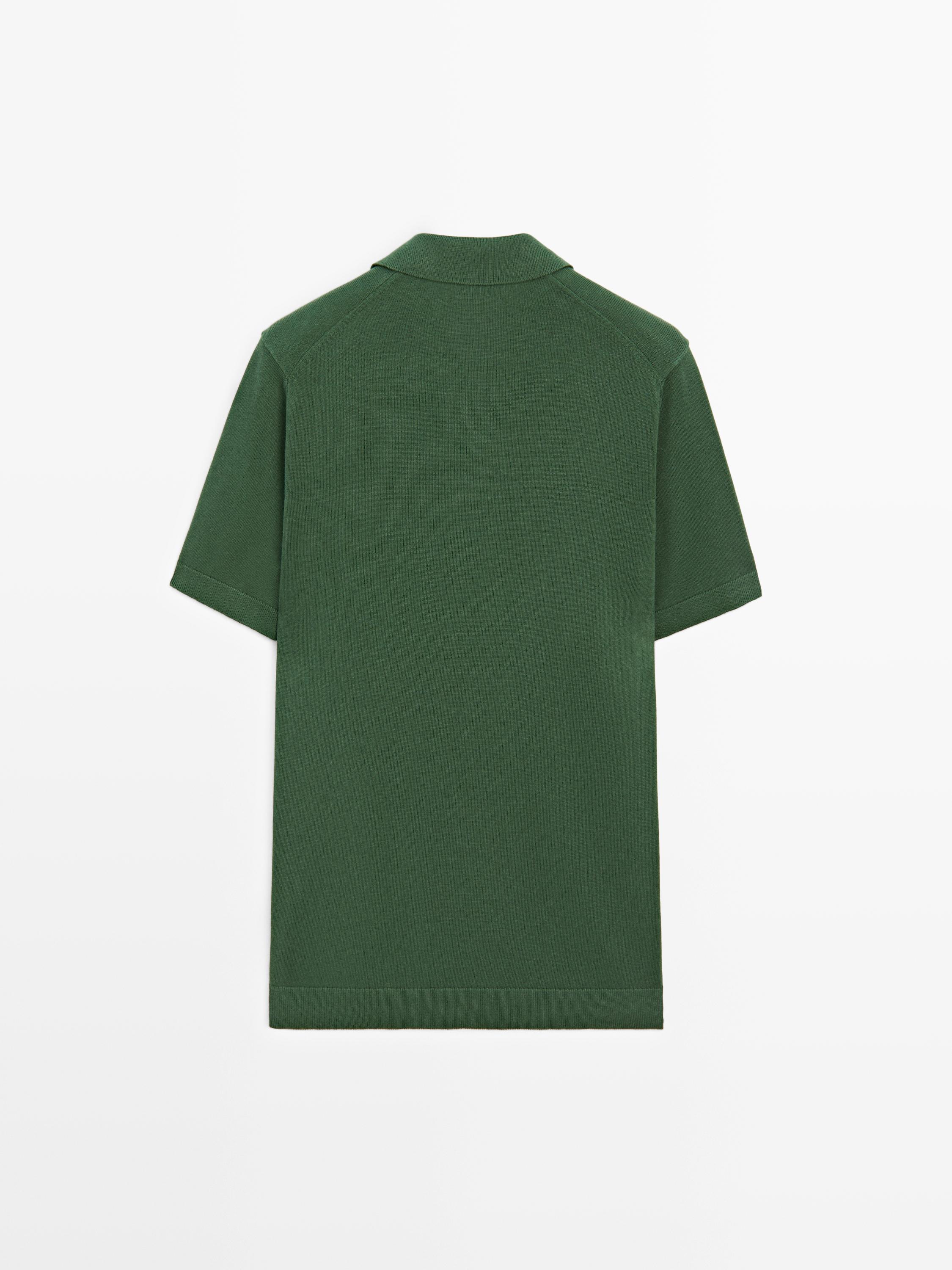 Cotton blend knit polo sweater — DUCK GREEN