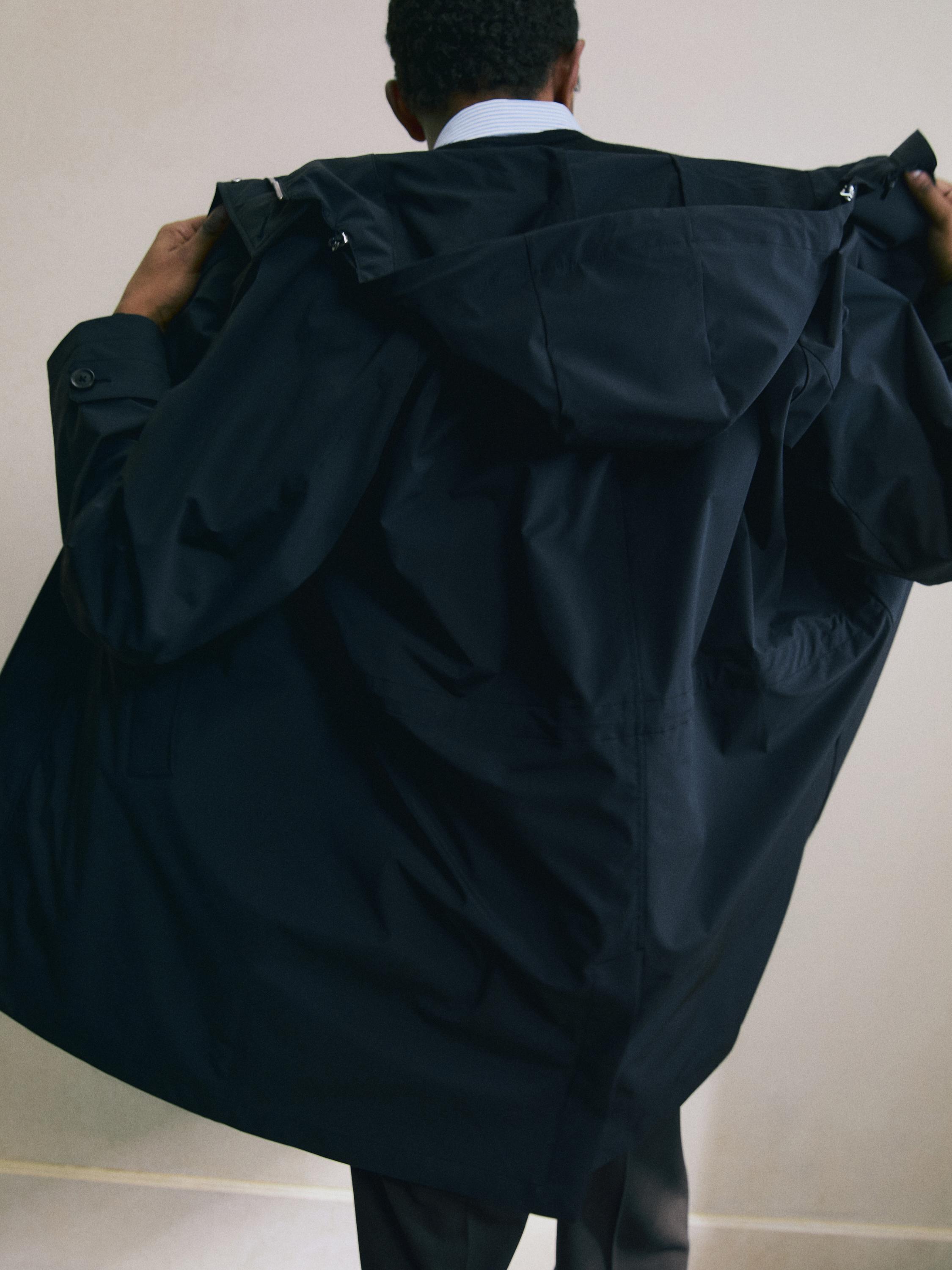 Long hooded parka — NAVY BLUE
