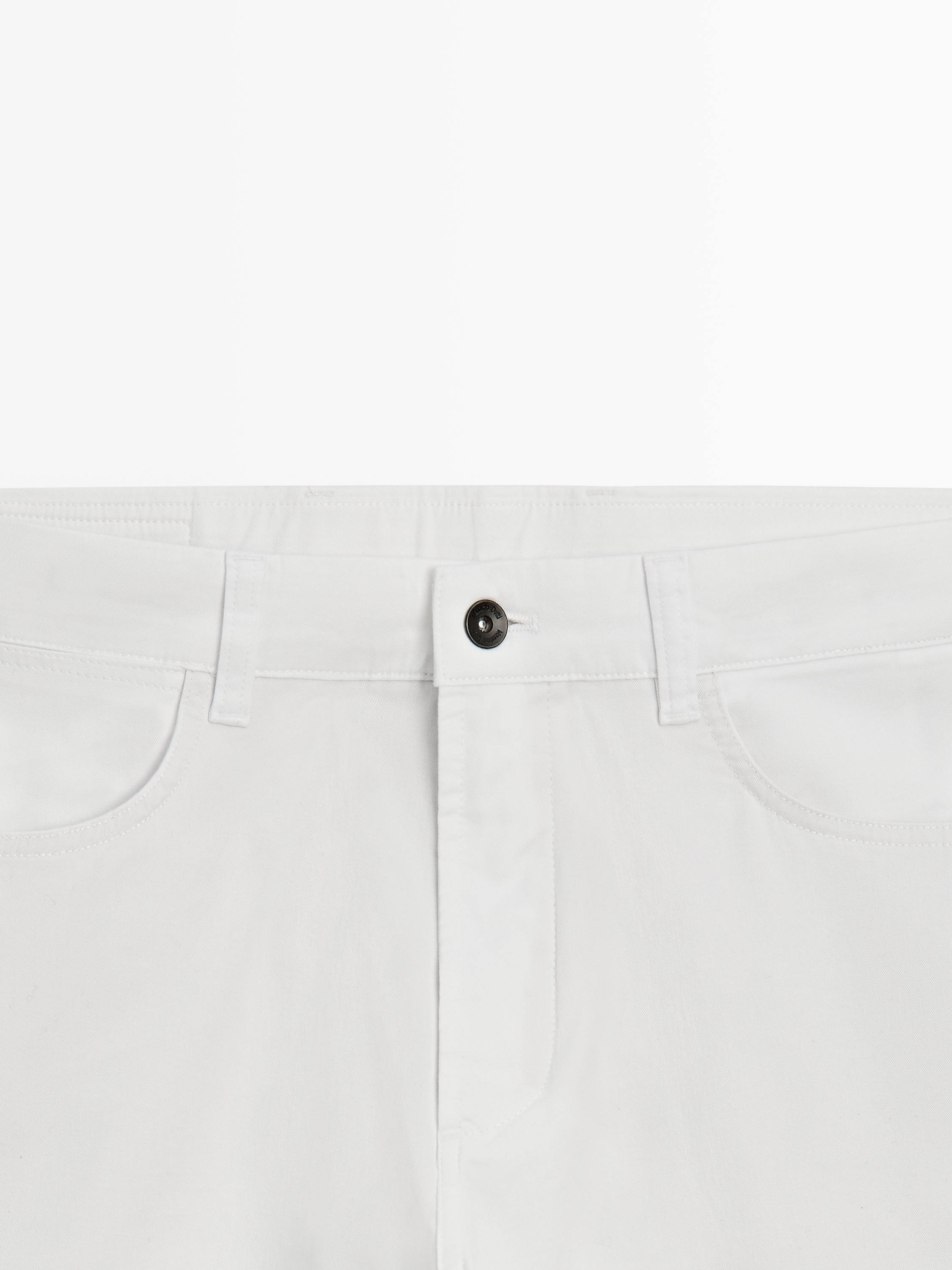 Slim fit denim-effect trousers — WHITE