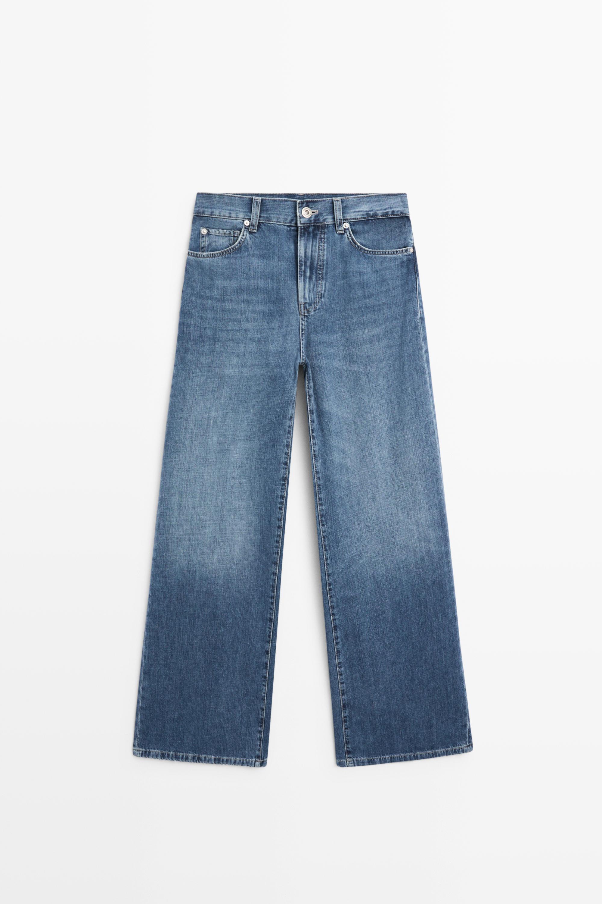 High-waist wide-leg jeans — MEDIUM BLUE