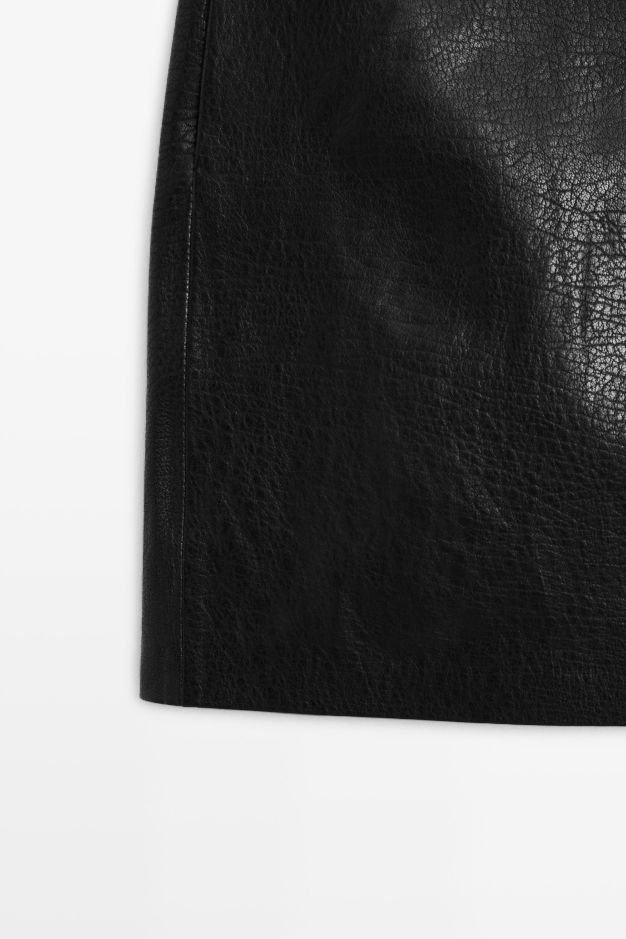 Nappa leather mini skirt — BLACK