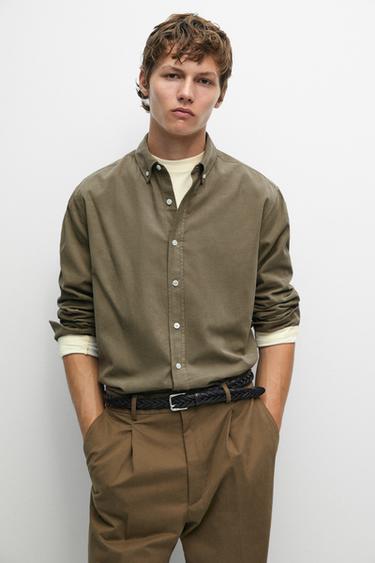 Regular fit needlecord shirt — GREEN 3