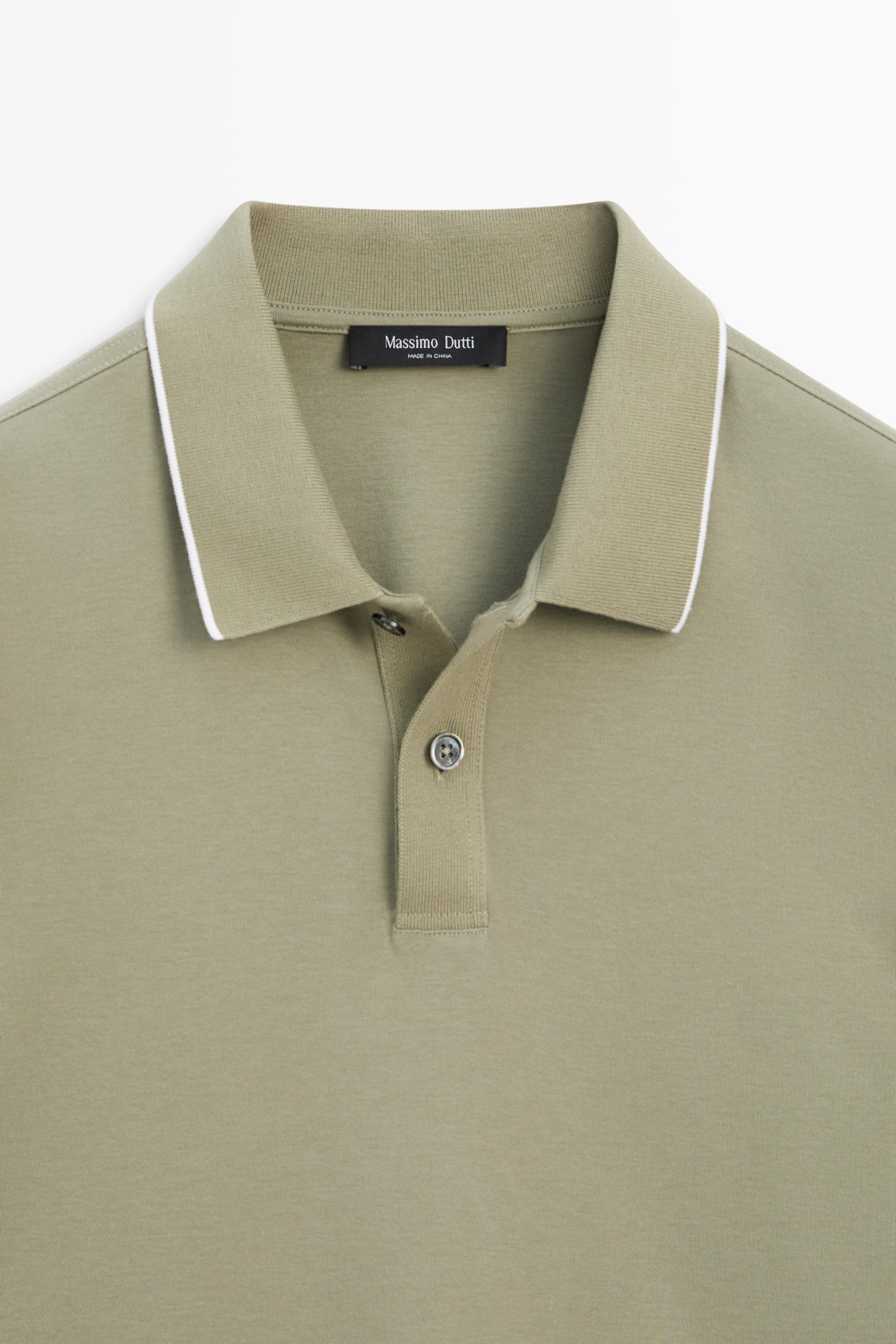 Short sleeve polo shirt with contrast detail — MARINE GREEN
