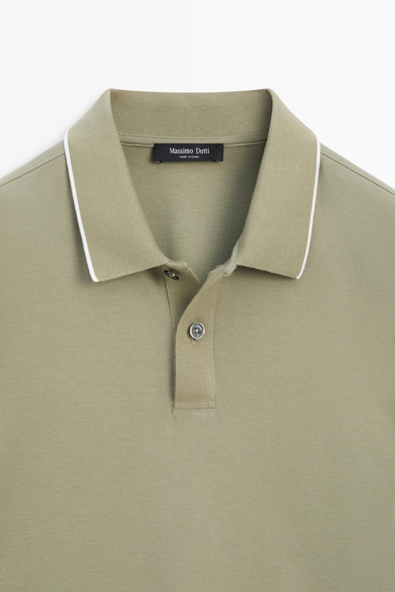 Short sleeve polo shirt with contrast detail — MARINE GREEN