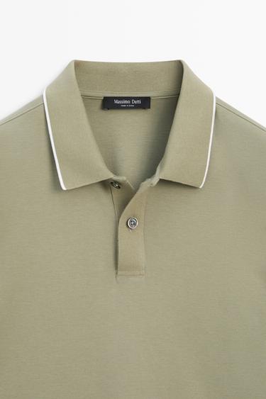 Short sleeve polo shirt with contrast detail — MARINE GREEN 9
