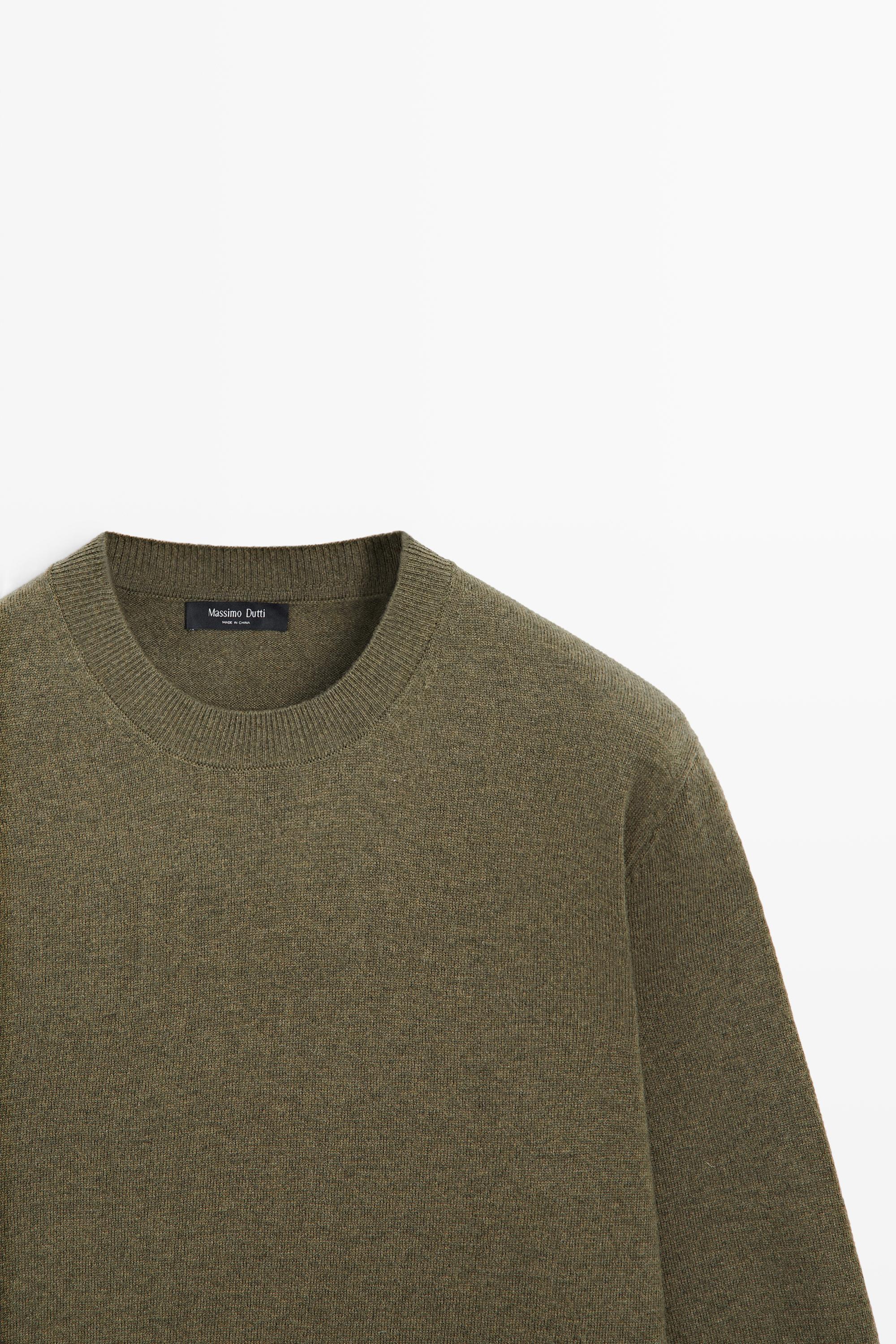 Wool blend round neck knit sweater — Sea green