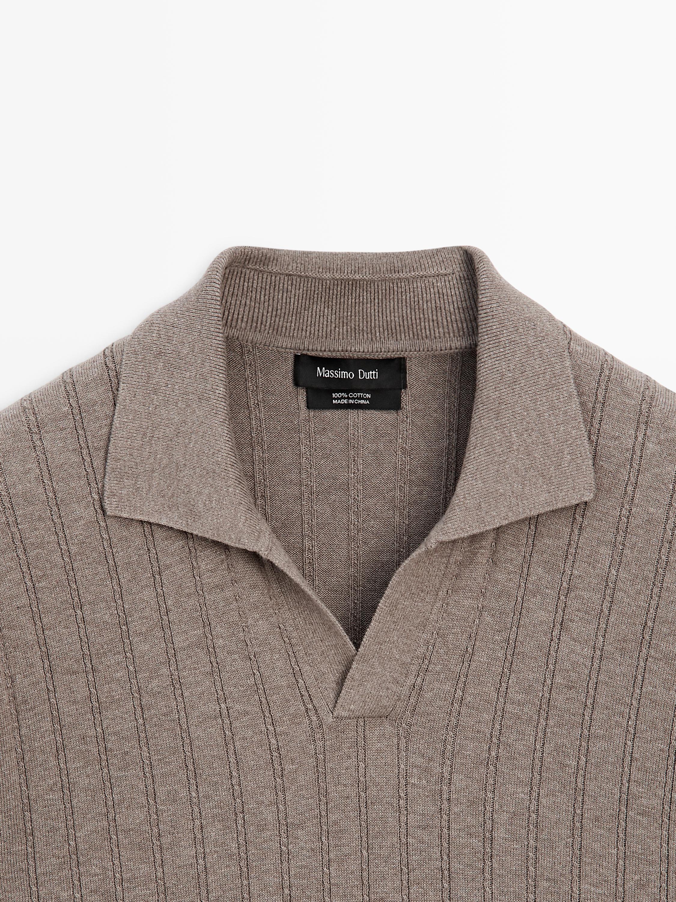 Cable-knit polo sweater — MINK
