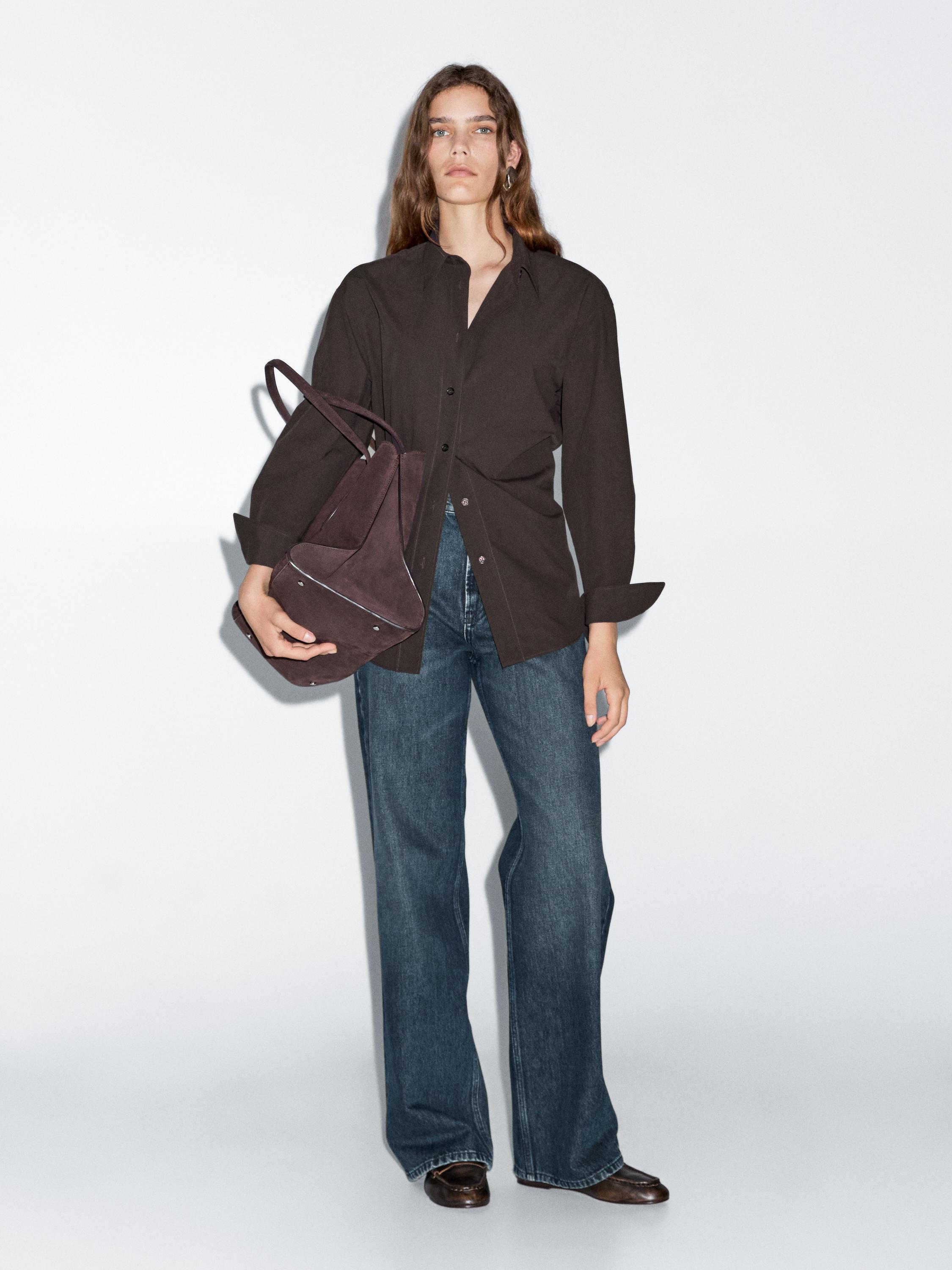 Lang poplinskjorte i 100 % bomull